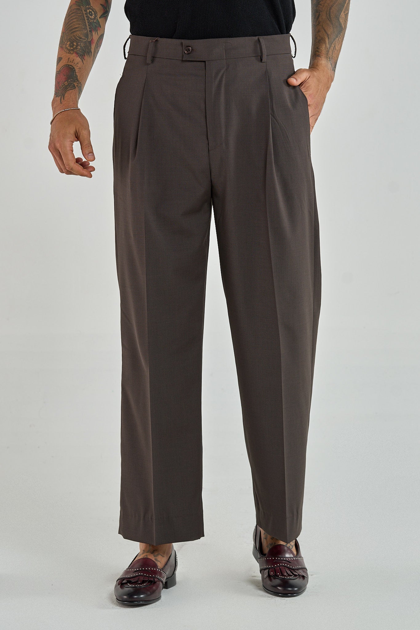 Pantalone Fondo Ampio Senza Piega Testa di Moro Siena