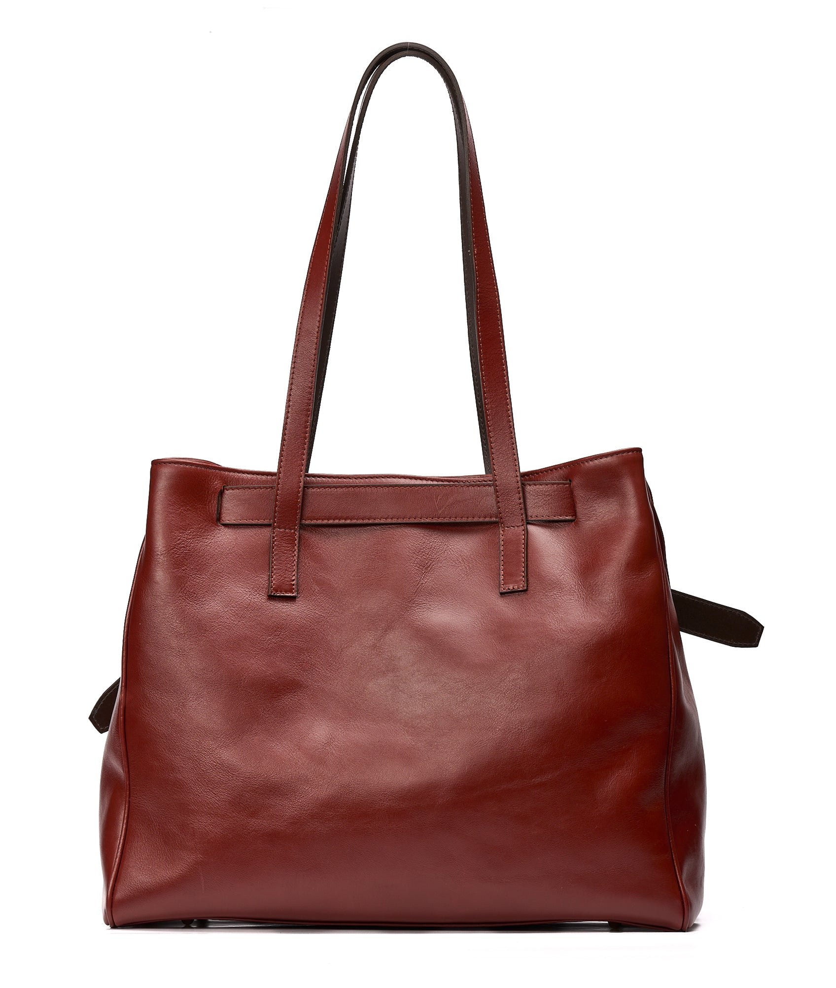 Bolso tote de piel marrón oscuro