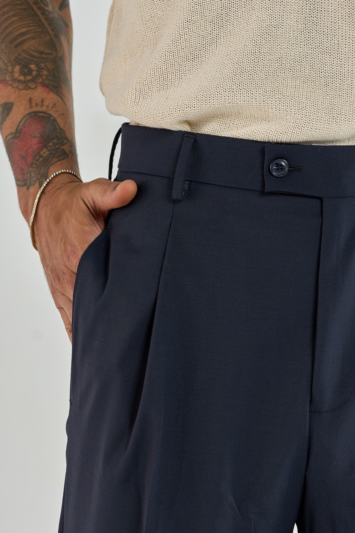 Pantalone Fondo Ampio Senza Piega Blu Napoli