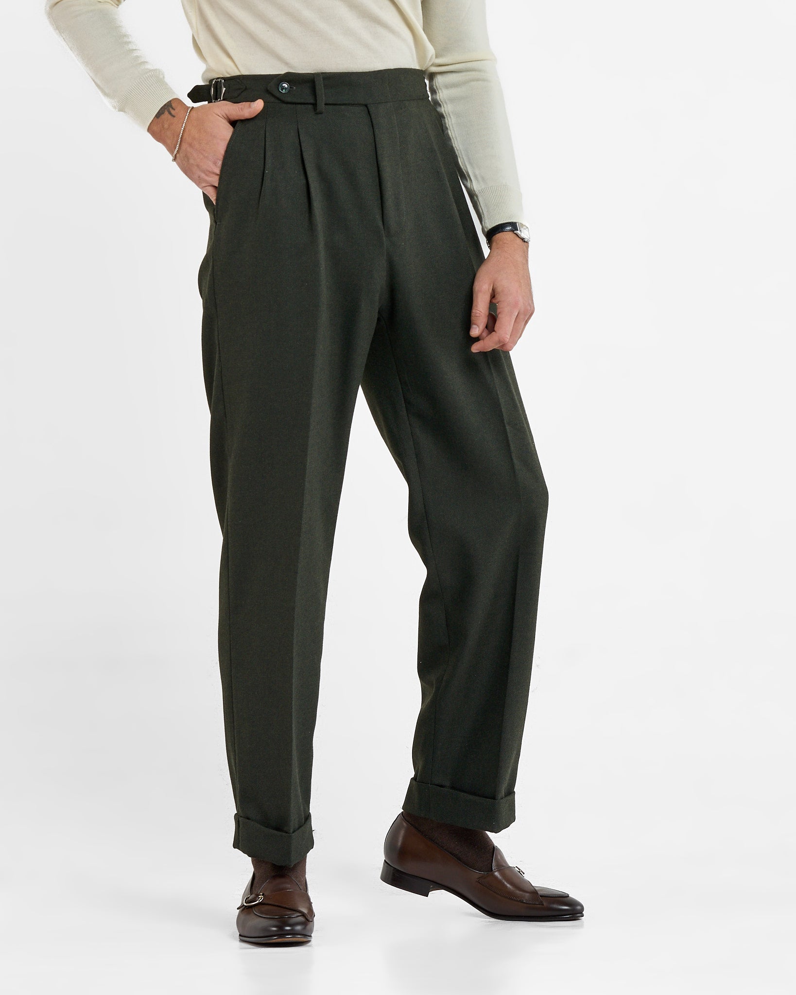 Vestido de franela de espiga verde Aspen