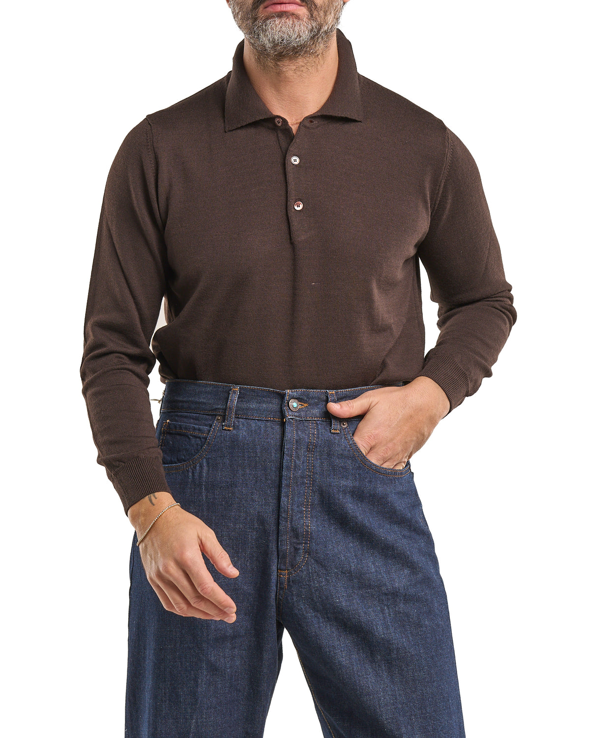 Polo shirt in 100% Moro Merino wool