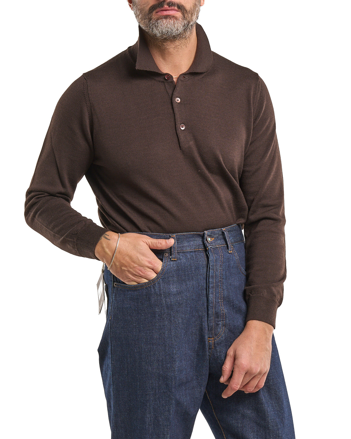 Polo shirt in 100% Moro Merino wool