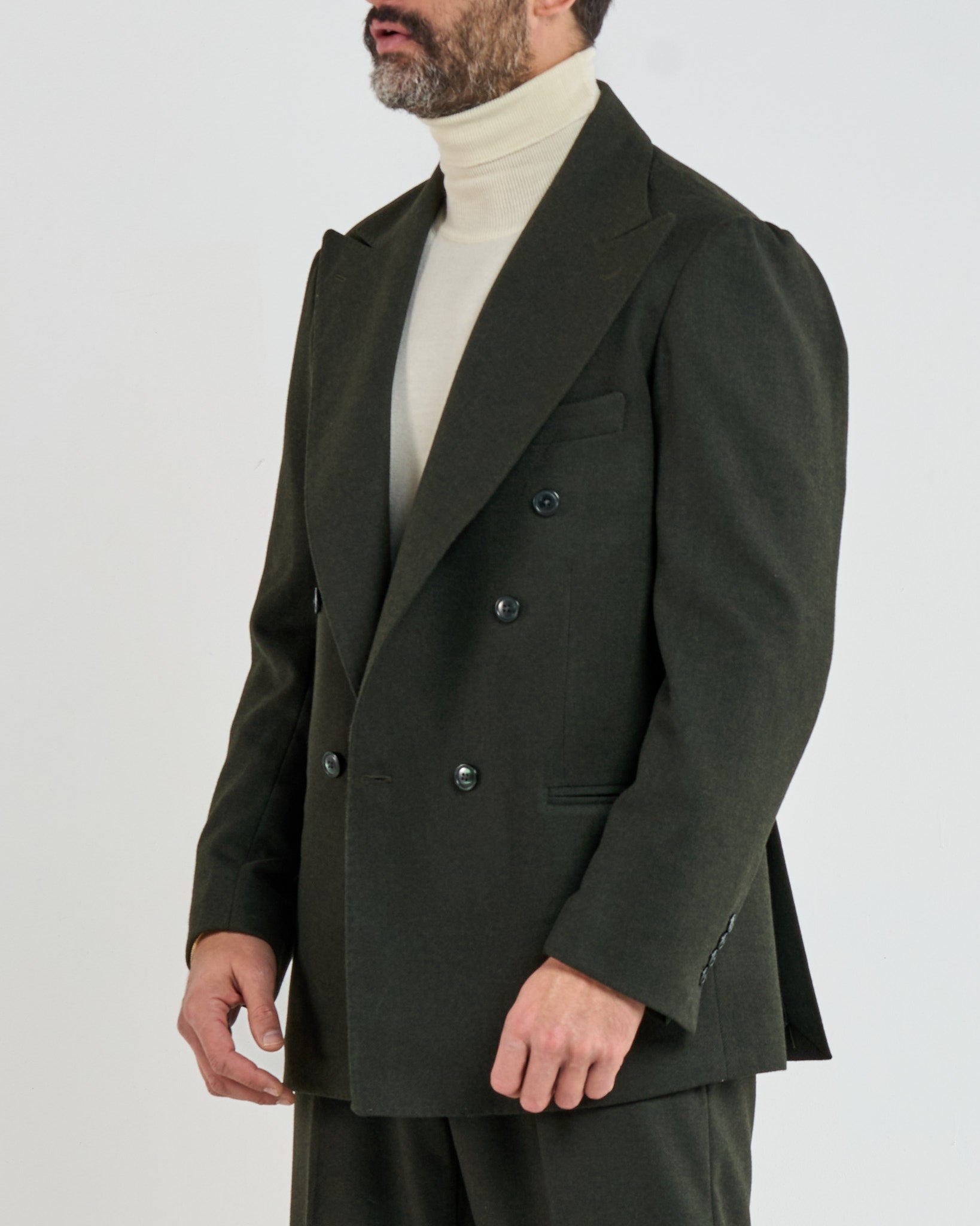 Giacca Jocket in Flanella Spigata Verde Aspen