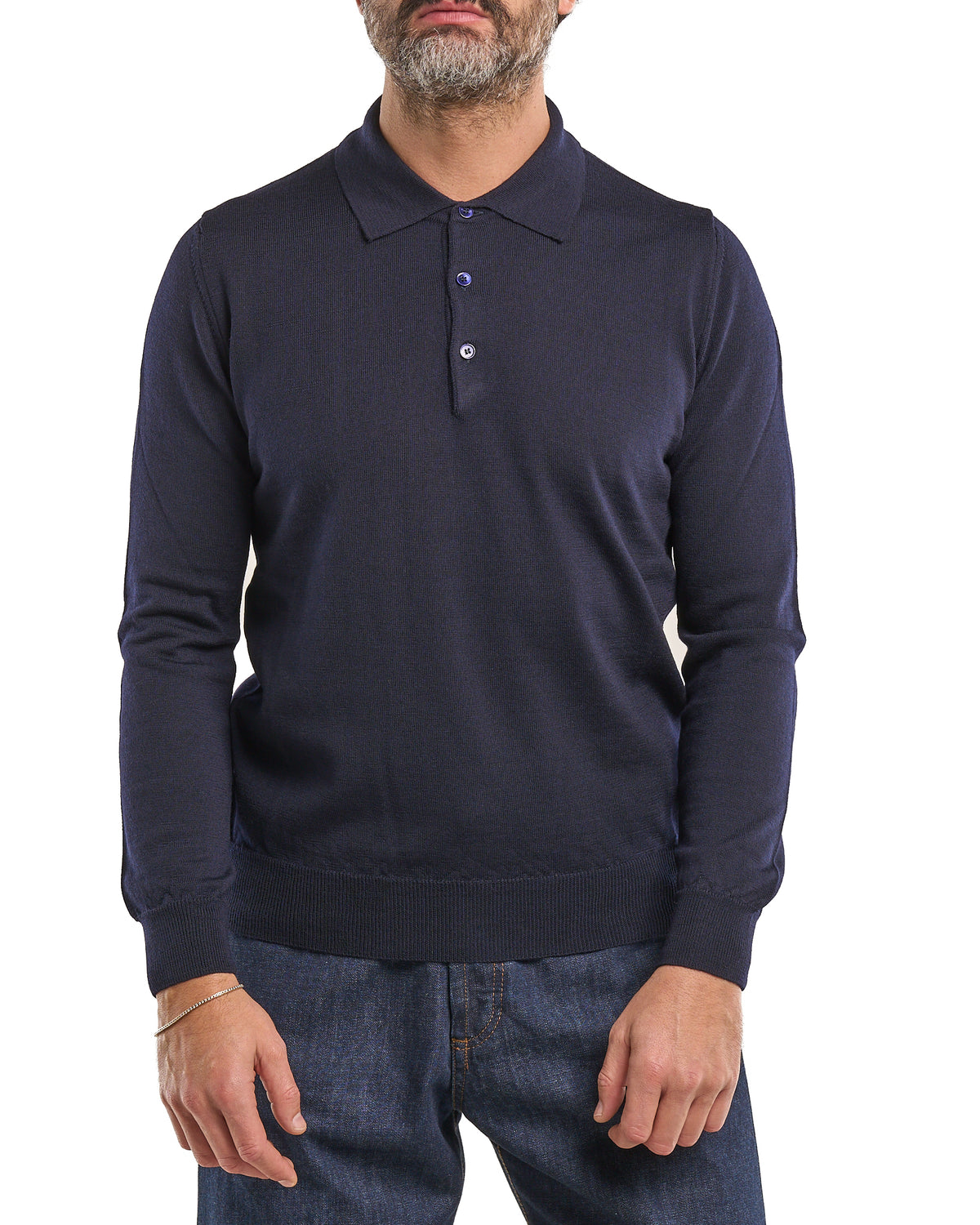 Polo shirt in 100% Merino wool blue