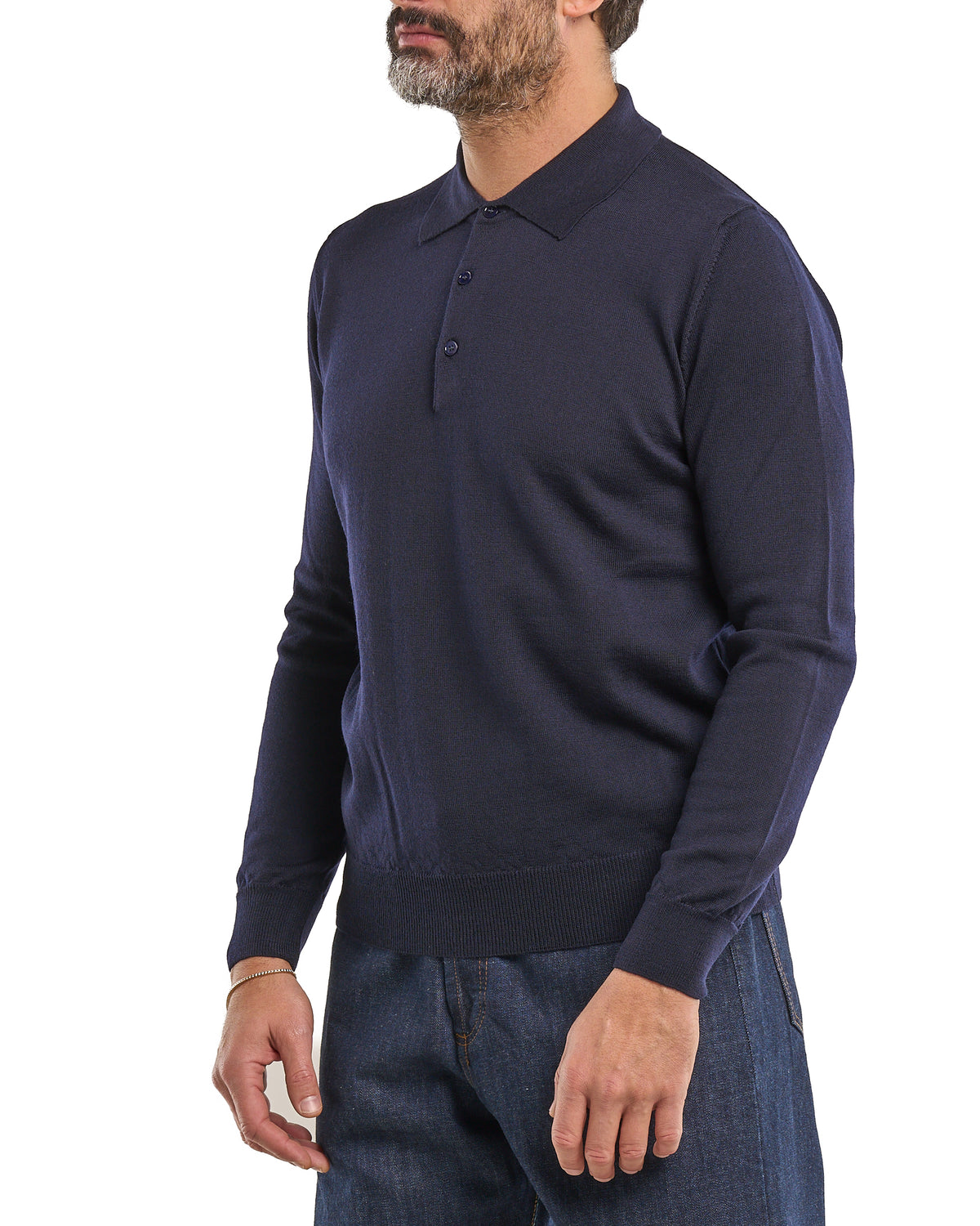 Polo shirt in 100% Merino wool blue