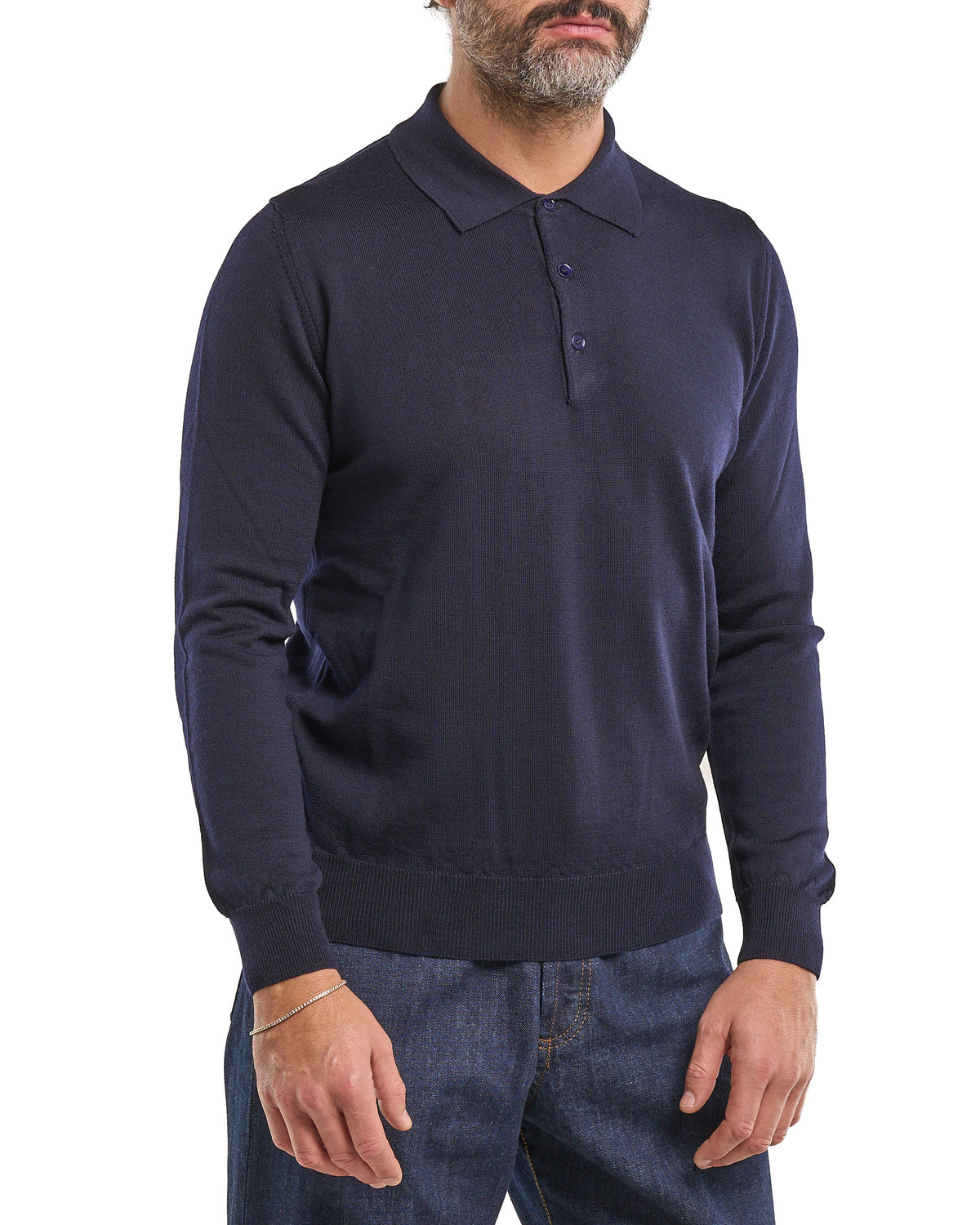 Polo shirt in 100% Merino wool blue