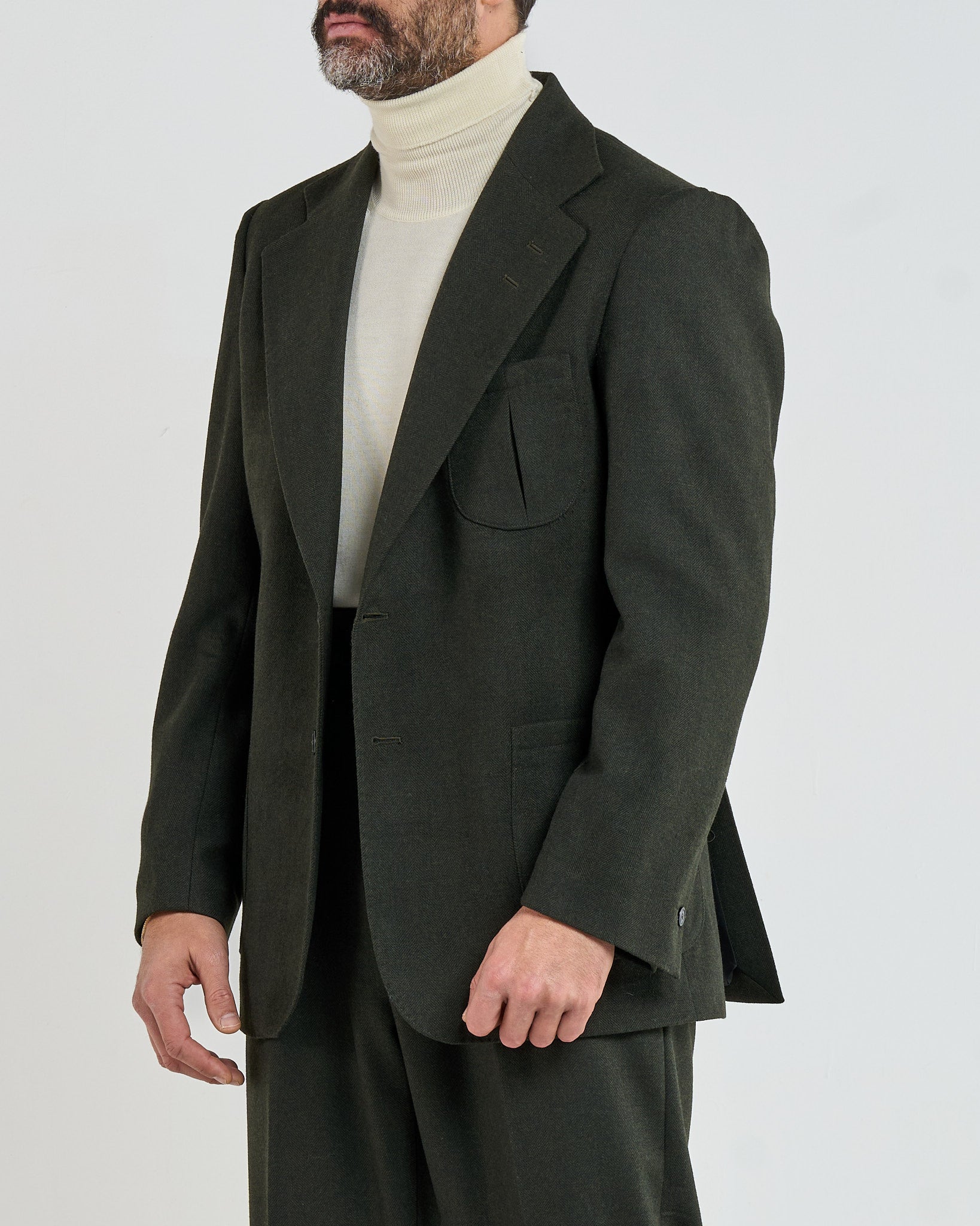 Giacca da Caccia Monopetto Spigato Verde Aspen