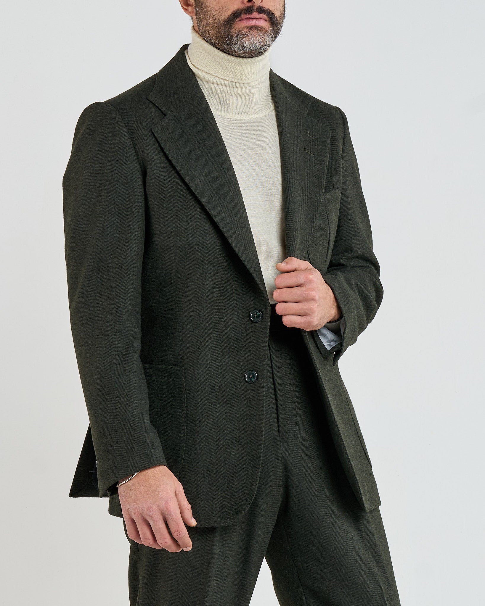 Giacca da Caccia Monopetto Spigato Verde Aspen