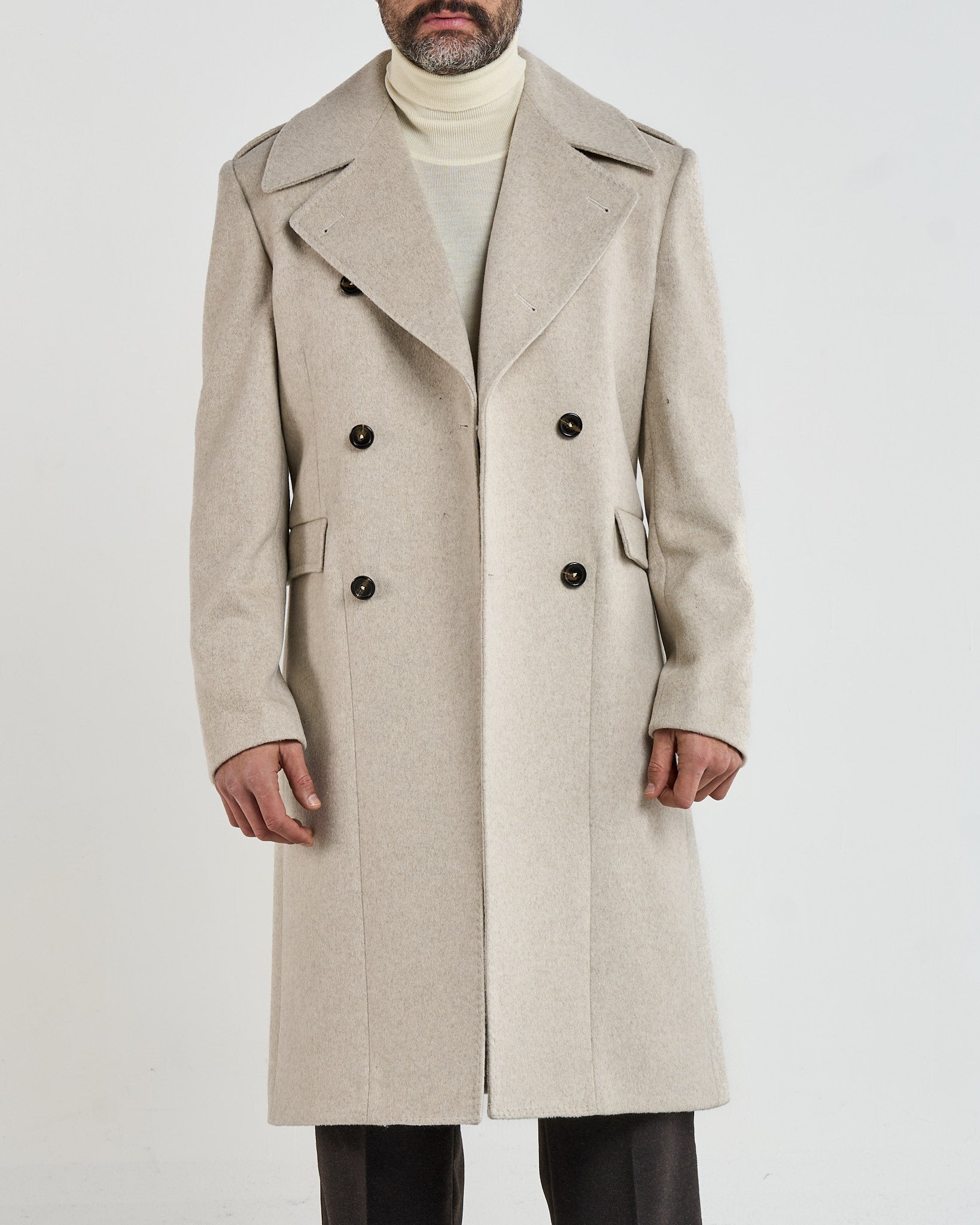 Cappotto Military Doppiopetto con Rever a Lancia Pietra