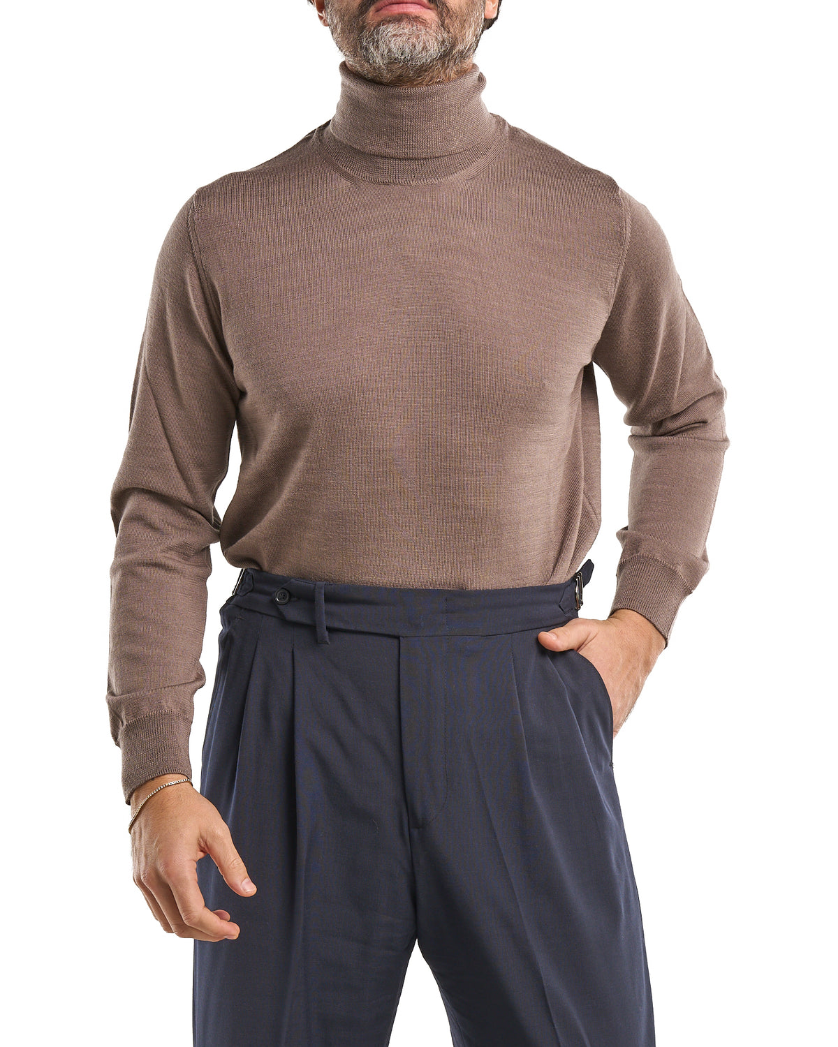 100% Merino Wool Beige Turtleneck