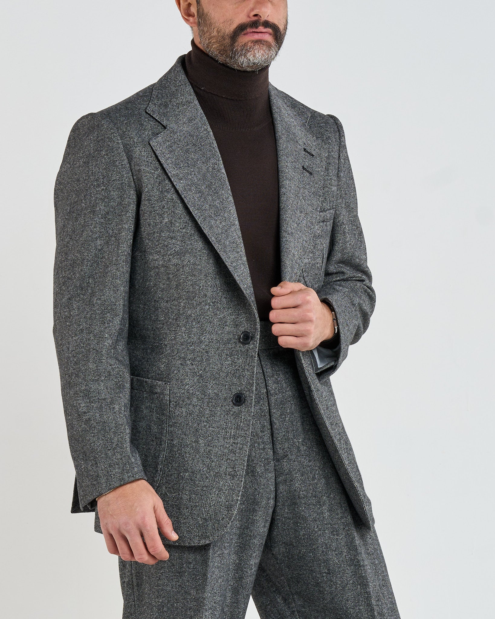 Giacca da Caccia Monopetto Spigato Grigio Madonna Di Campiglio