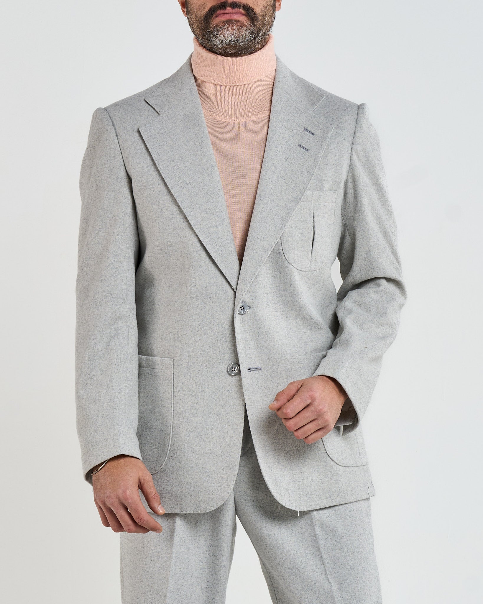 Giacca da Caccia Monopetto Flanella Grigio Chamonix