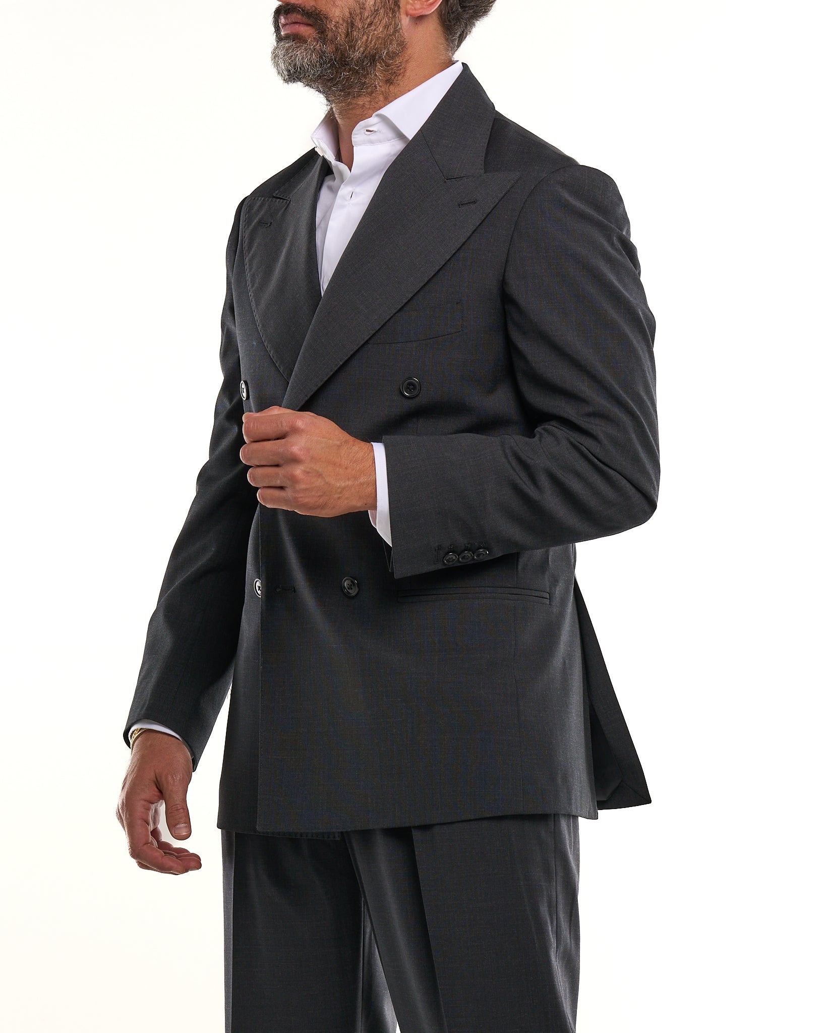 Double-breasted jacket with central buttoning and peak lapel in Bordeaux Florence