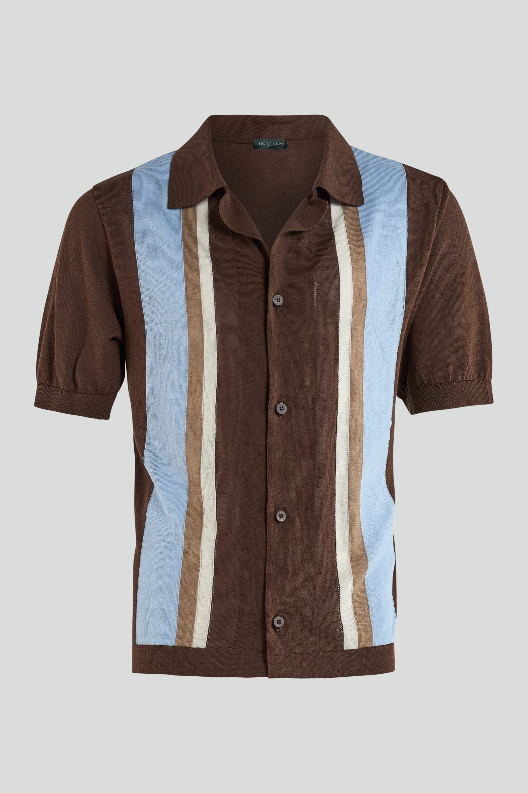 Polo Camicia Moro con Righe a Contrasto