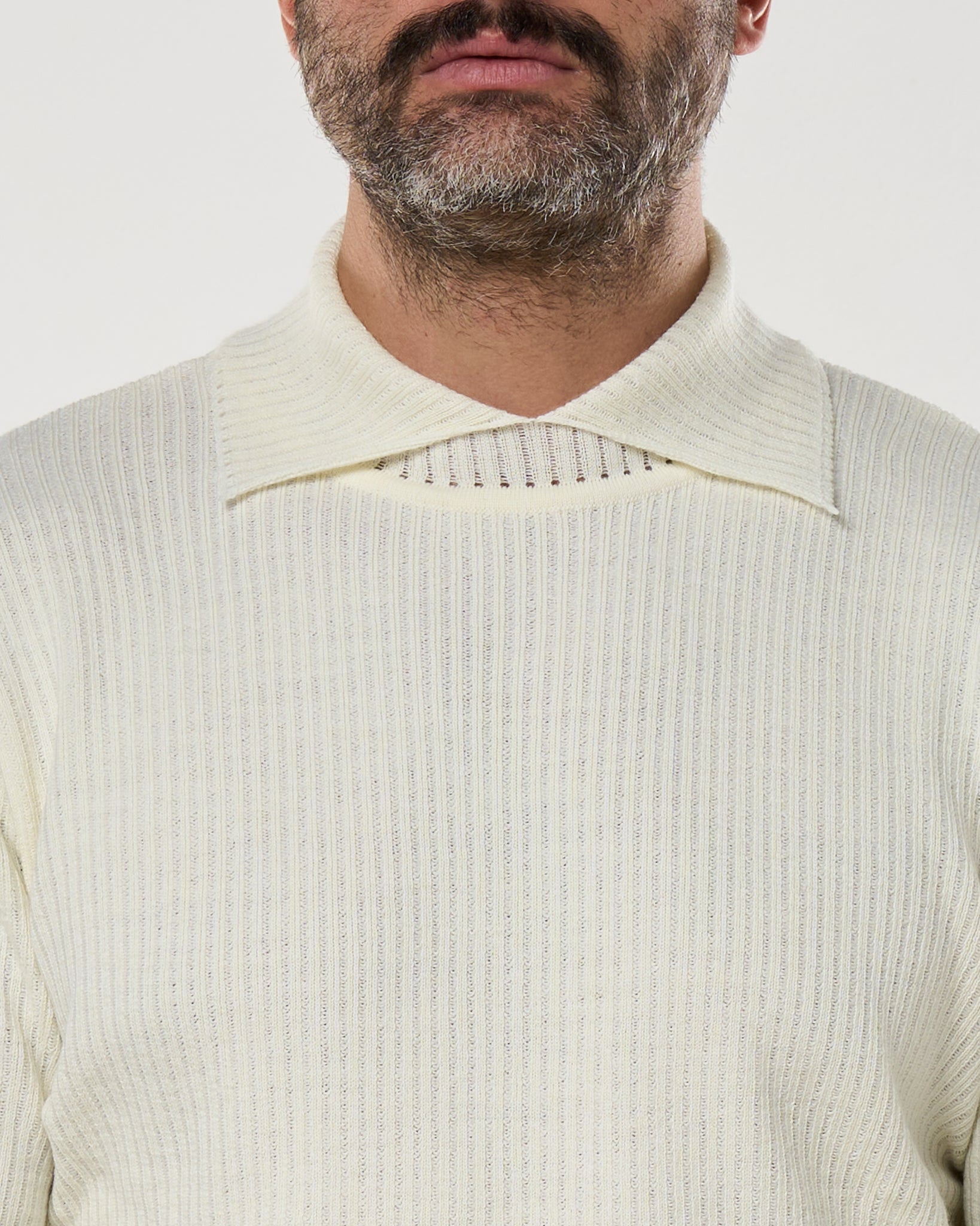 Maglia Collar Twist Panna