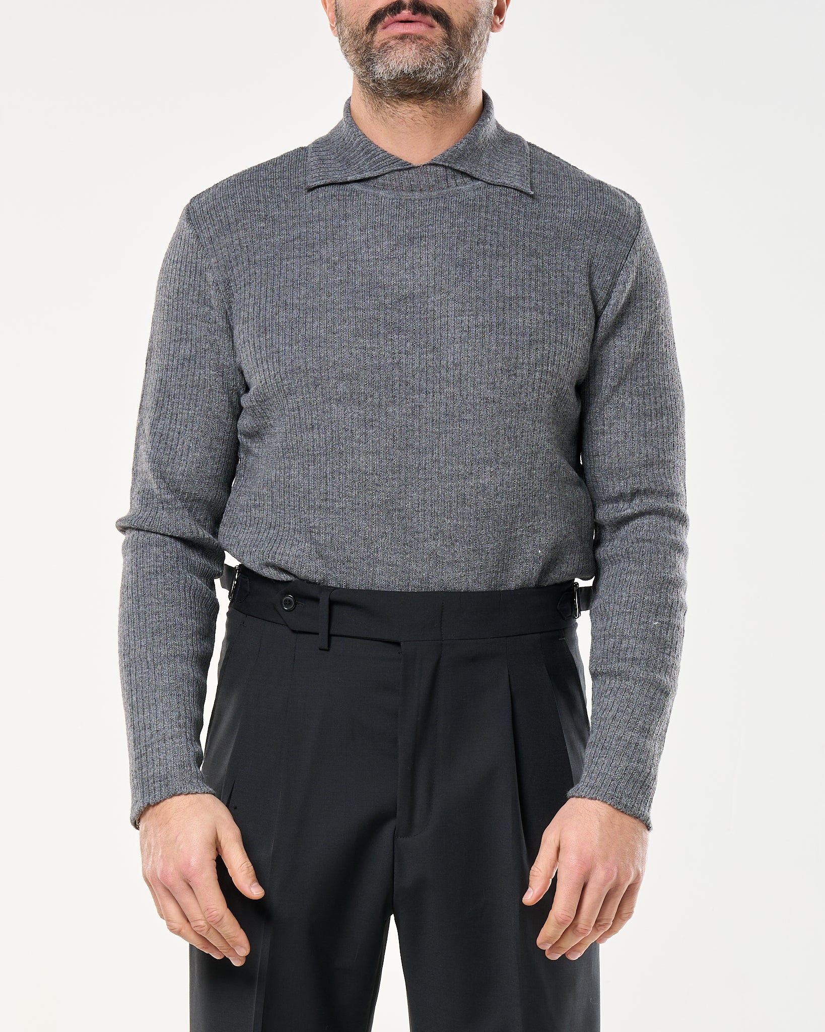 Maglia Collar Twist Grigia