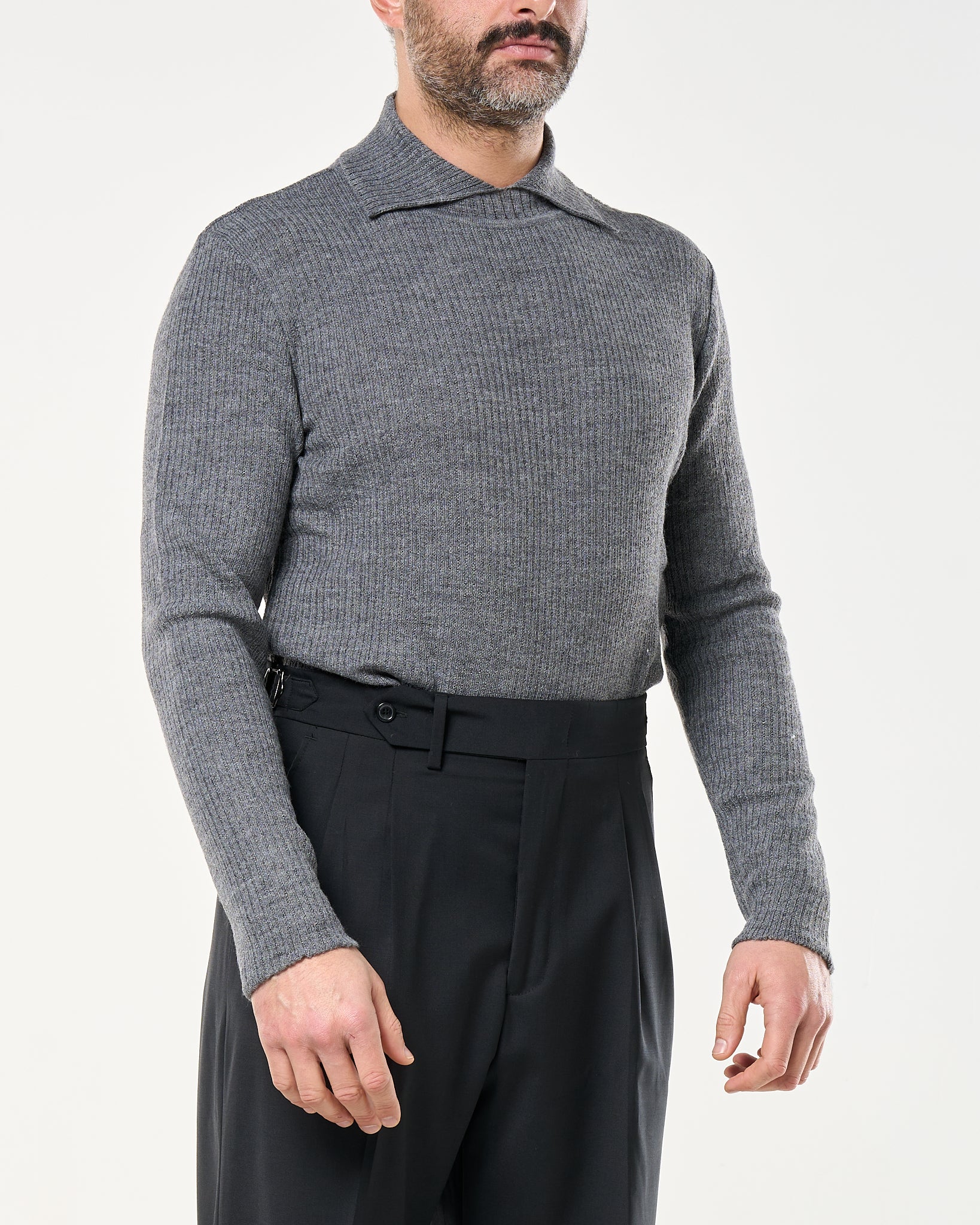 Maglia Collar Twist Grigia