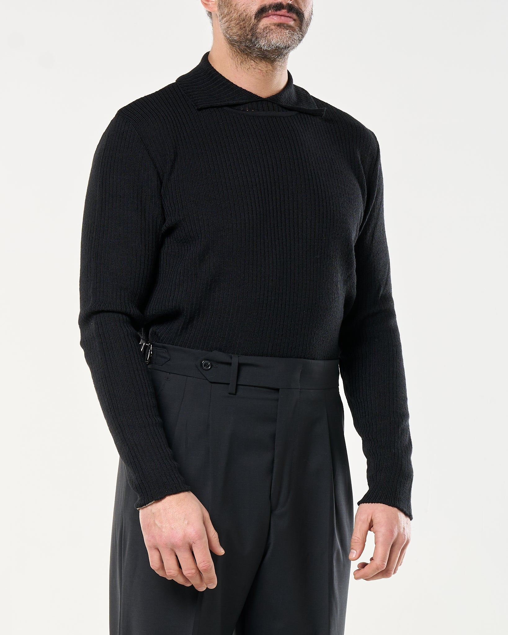 Maglia Collar Twist Nera