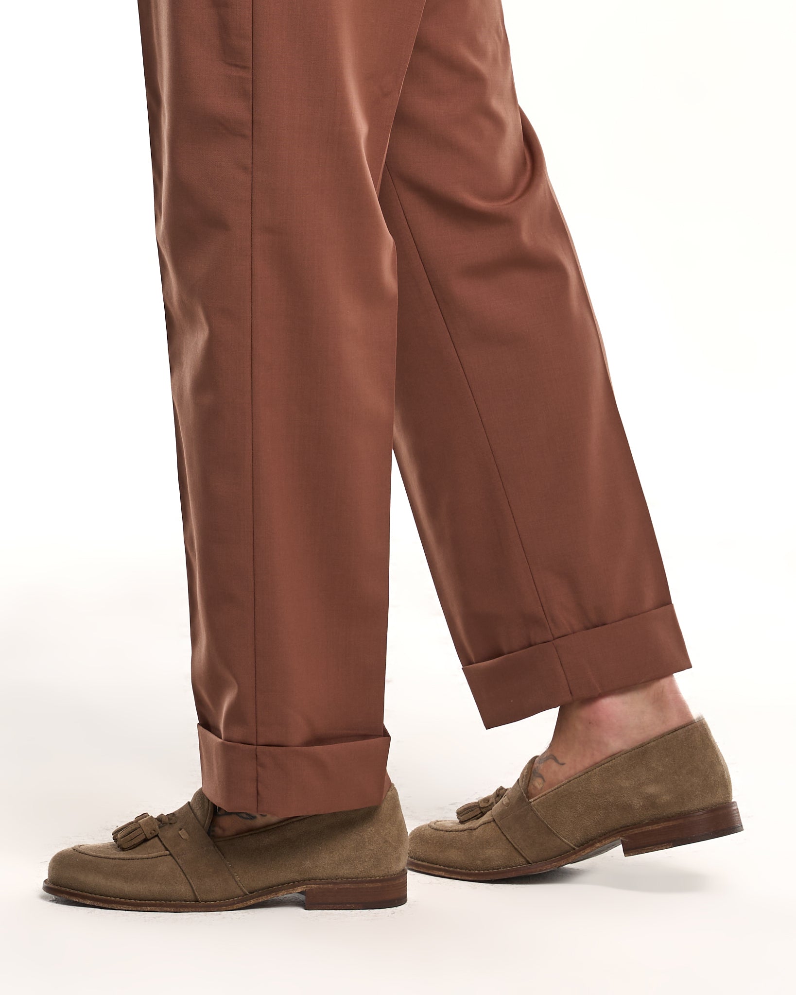 Siena Dark Brown Wide Leg Trousers with Side Buckles