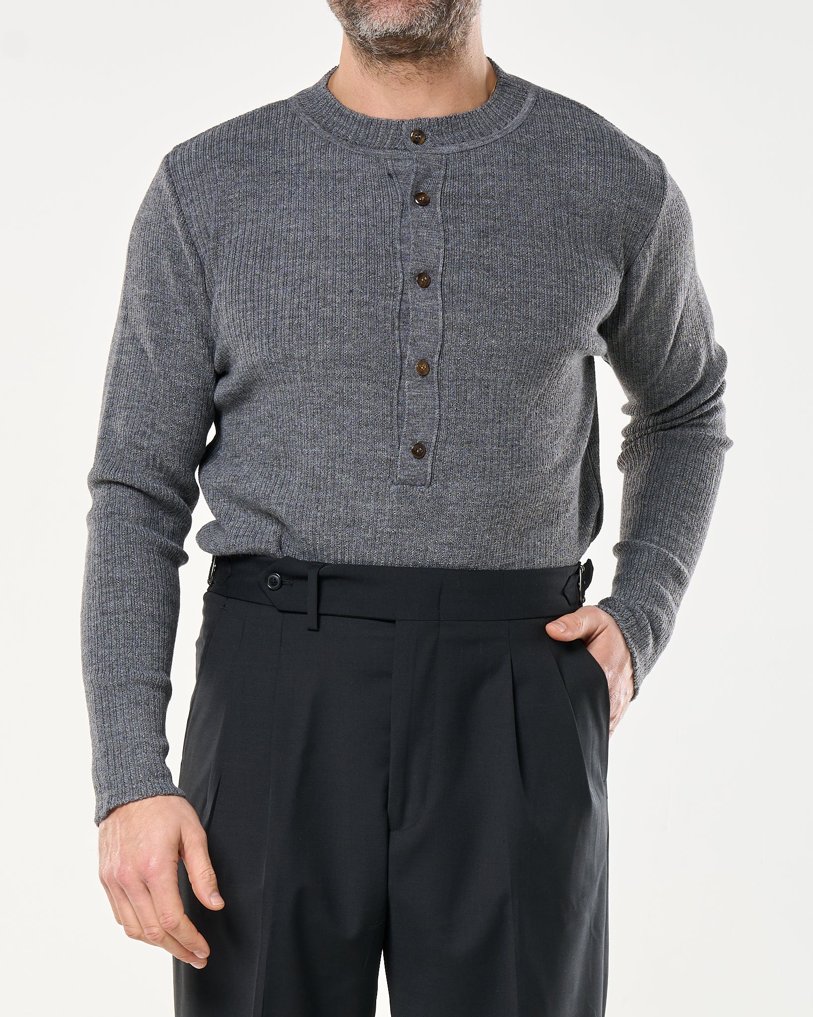 Maglia Henley Knit Grigio