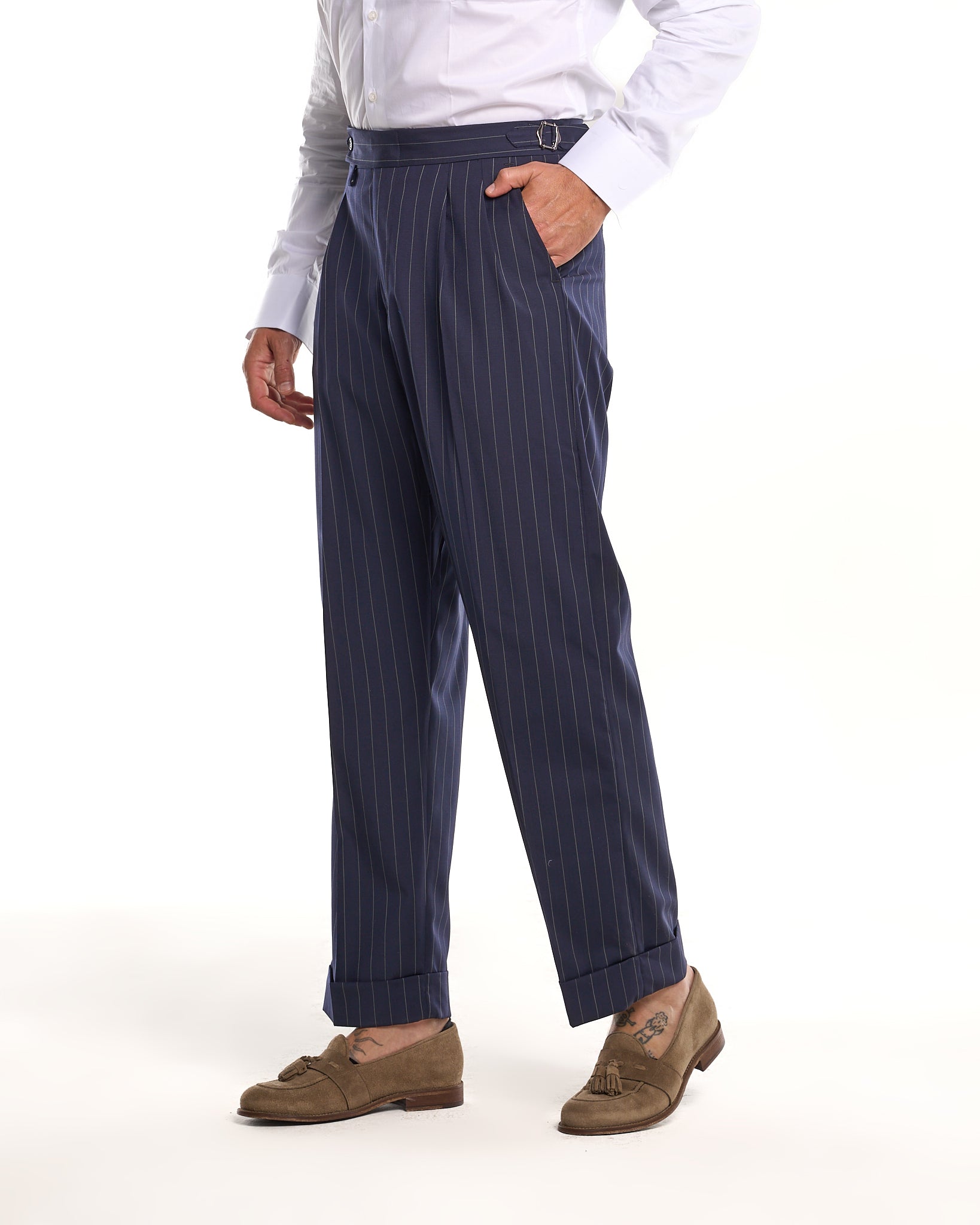 Siena Dark Brown Wide Leg Trousers with Side Buckles