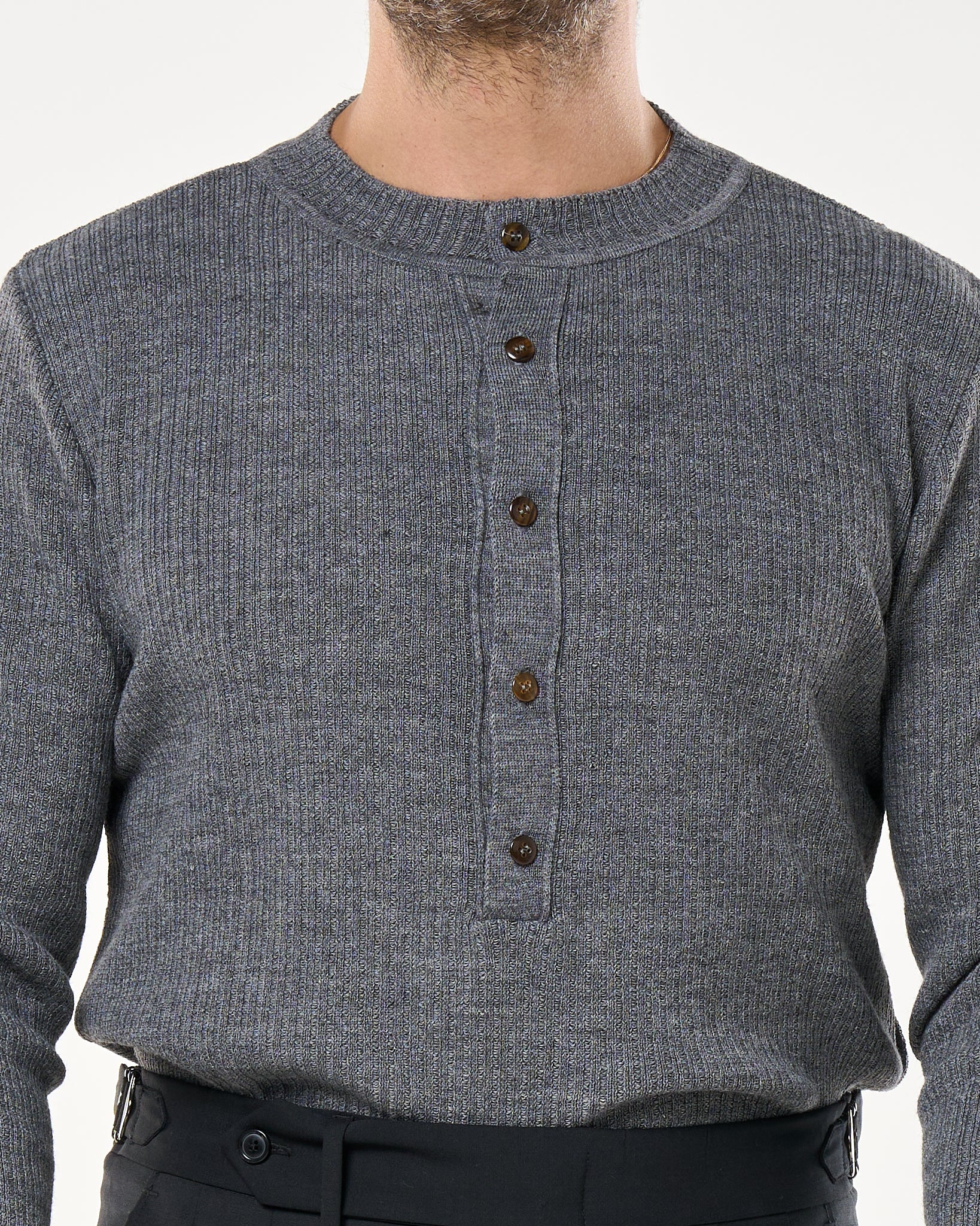 Maglia Henley Knit Grigio