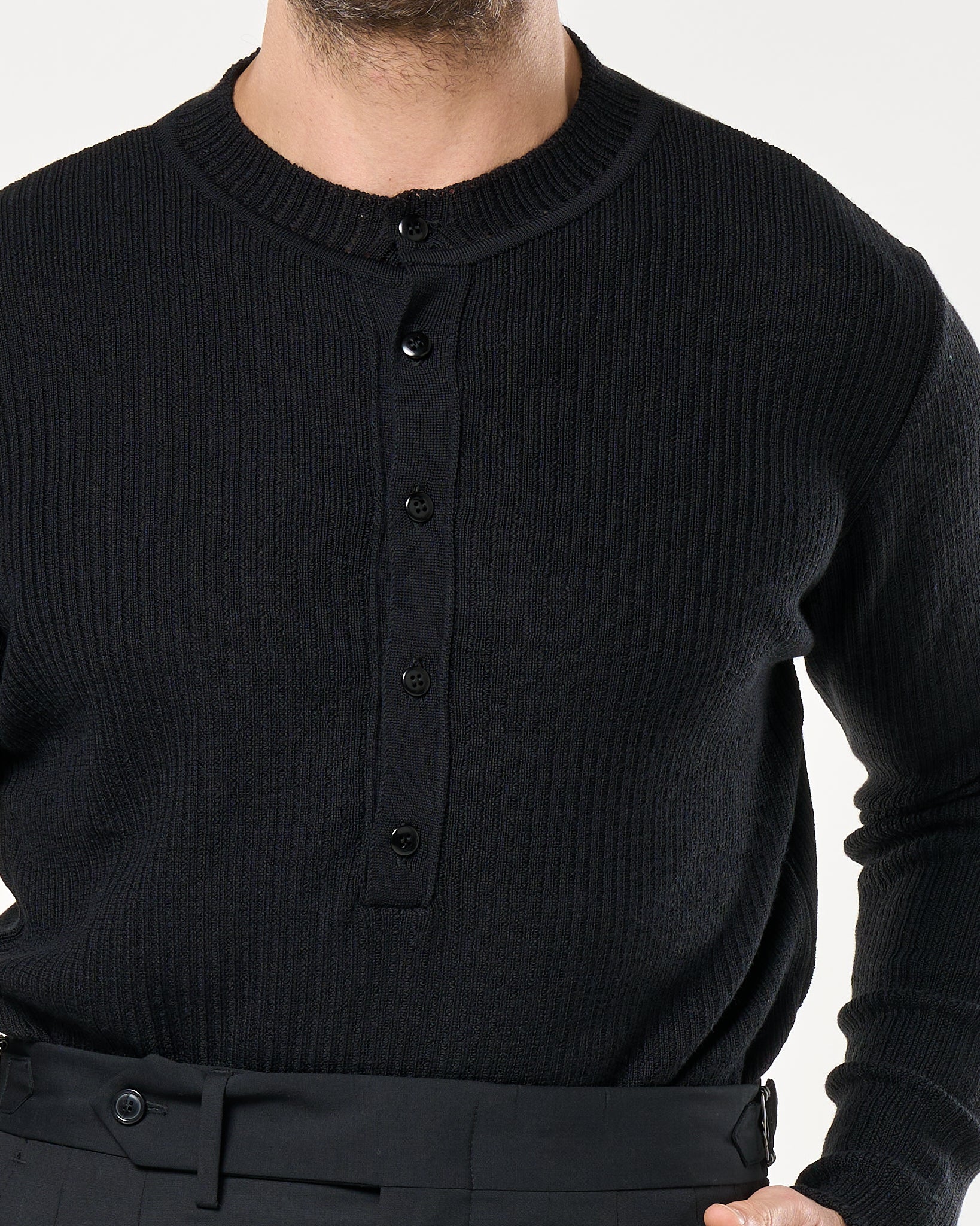 Maglia Henley Knit Nera