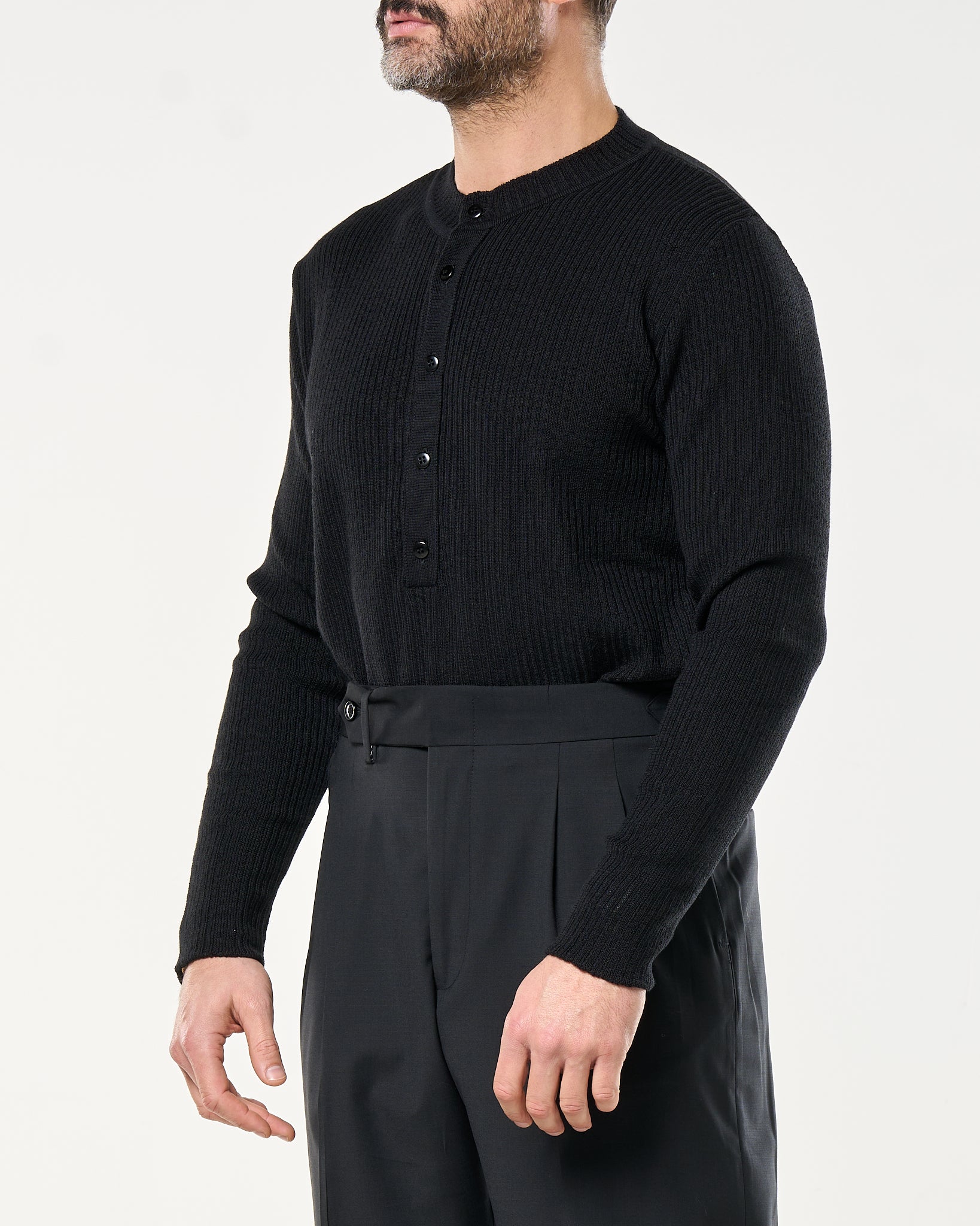 Maglia Henley Knit Nera