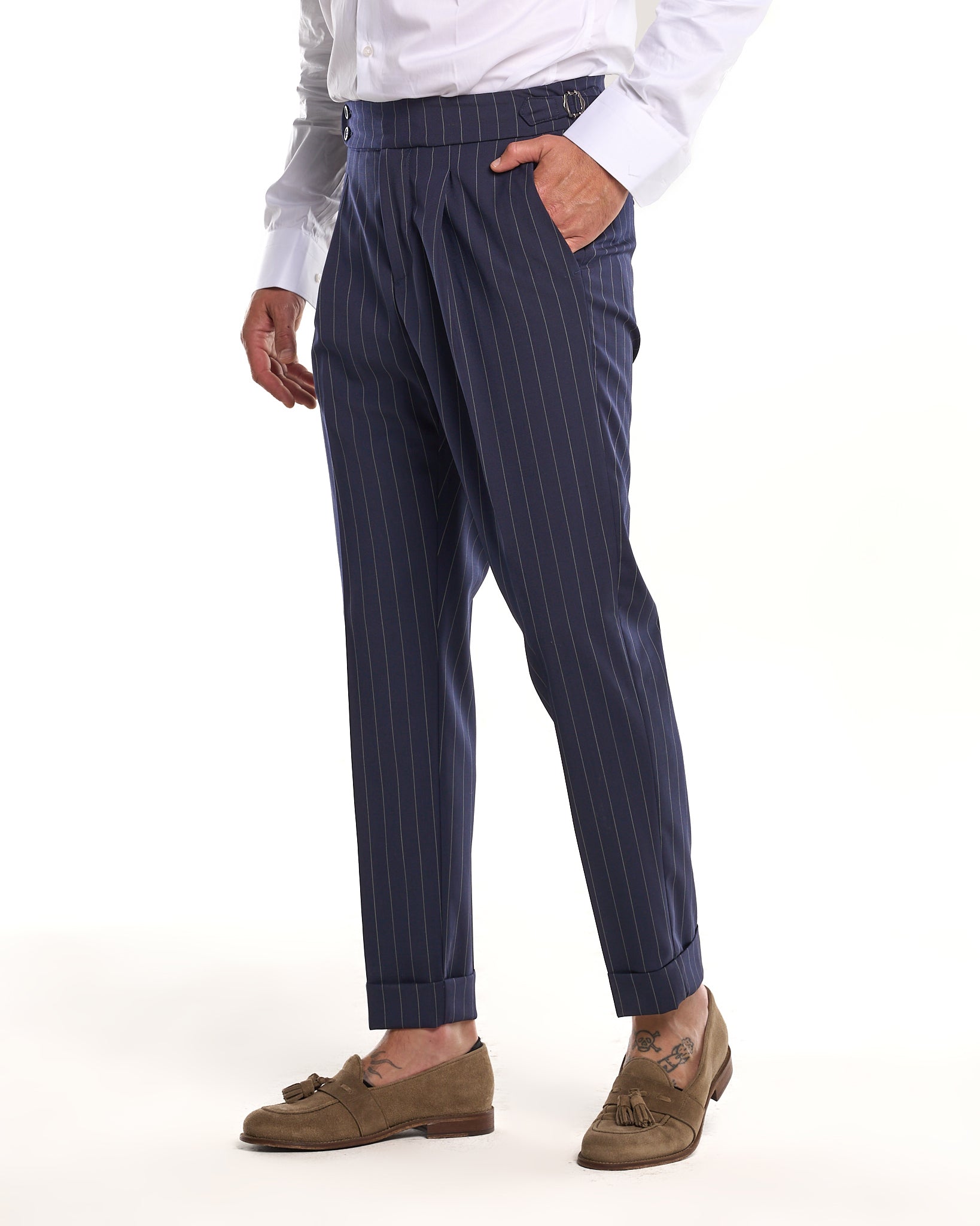 Pantalone con Bustino Tondo Blu Riga Verde Riva