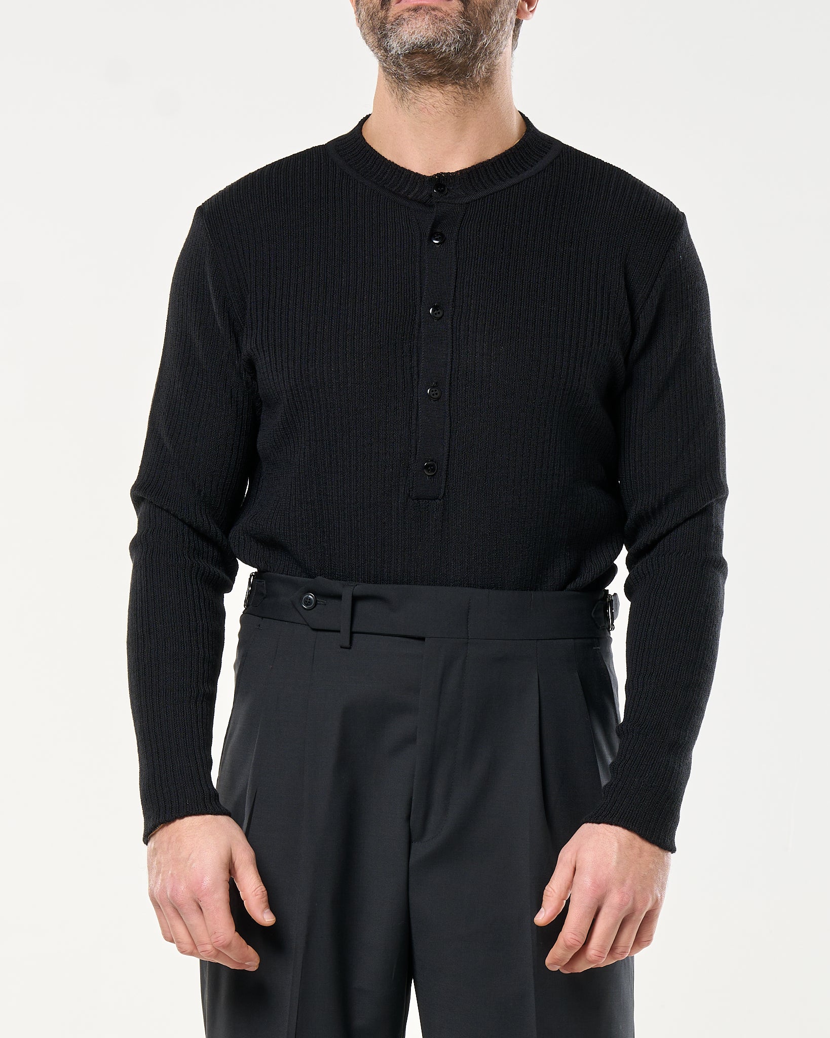 Maglia Henley Knit Nera