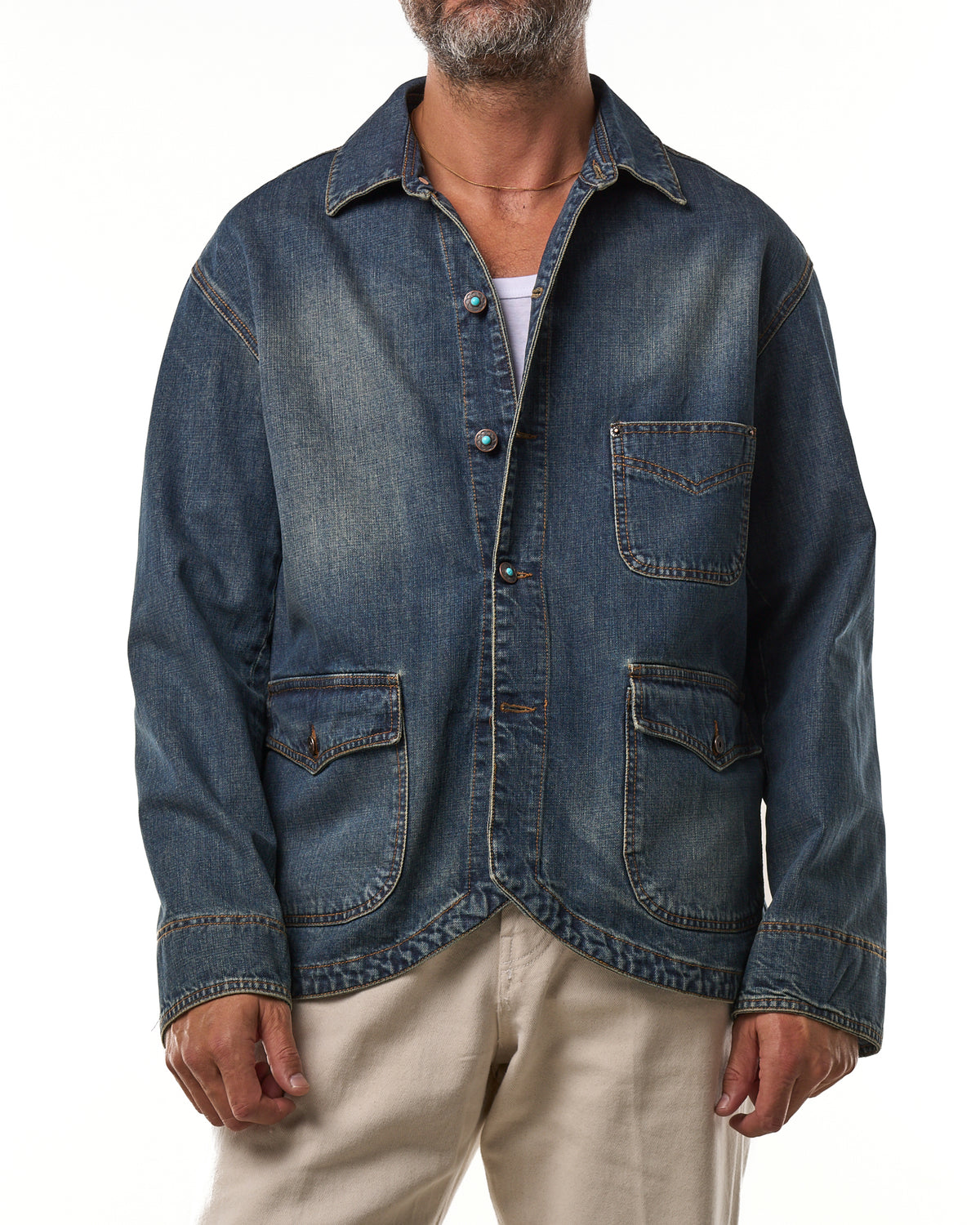 Giubbino di Jeans Oversize Lavaggio Sabbiato