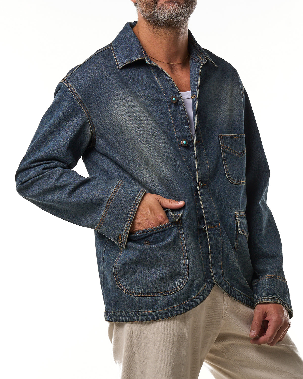 Giubbino di Jeans Oversize Lavaggio Sabbiato