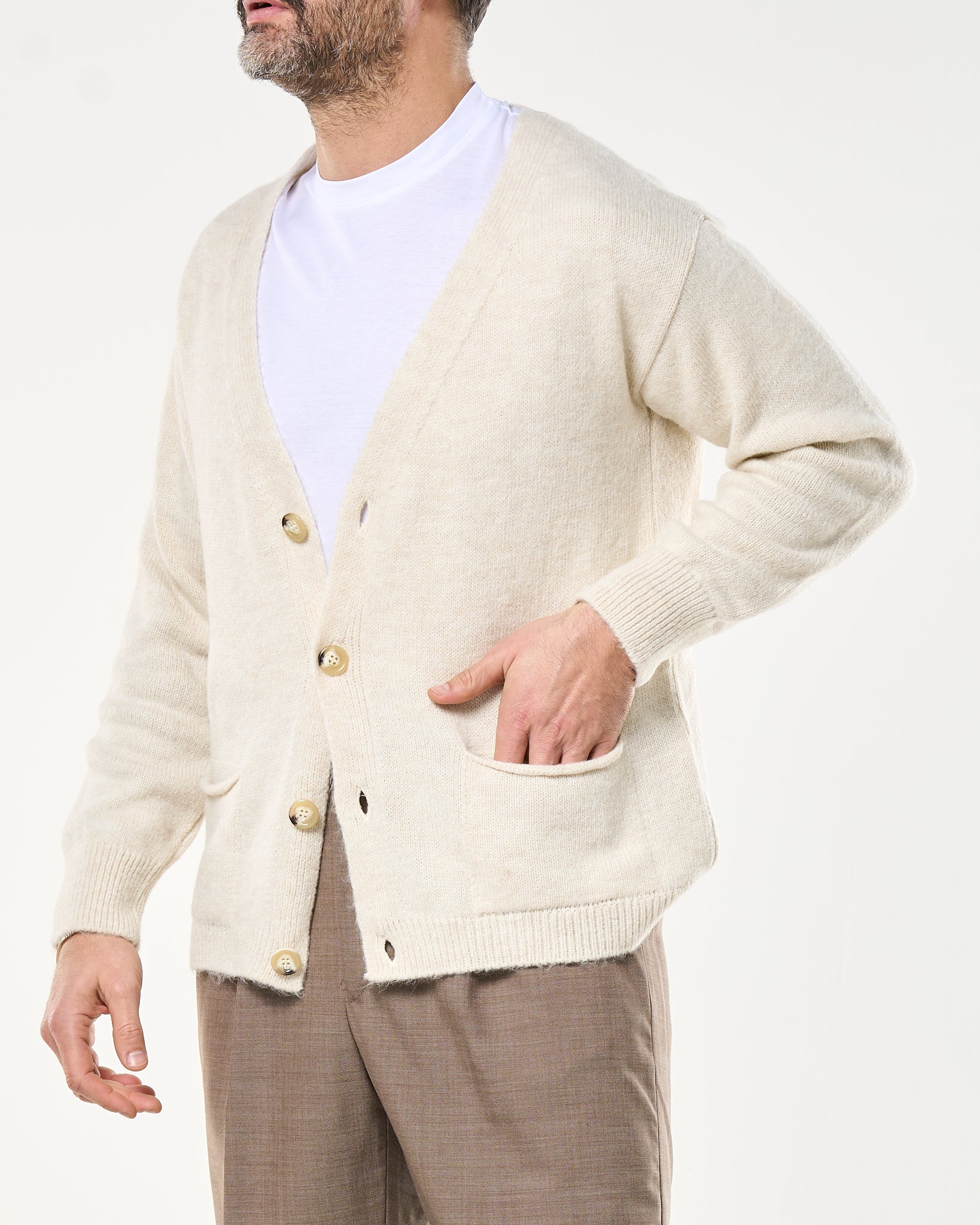 Cardigan Relax Knit Panna