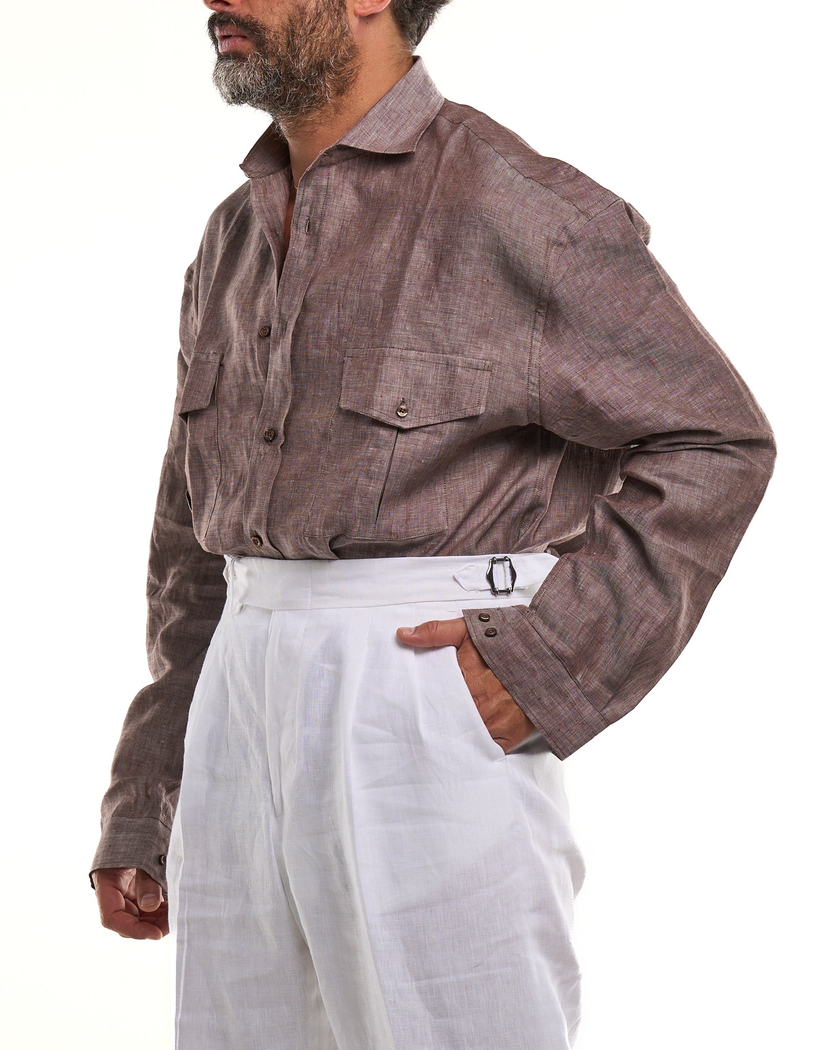 Camicia Texana in Lino Moro