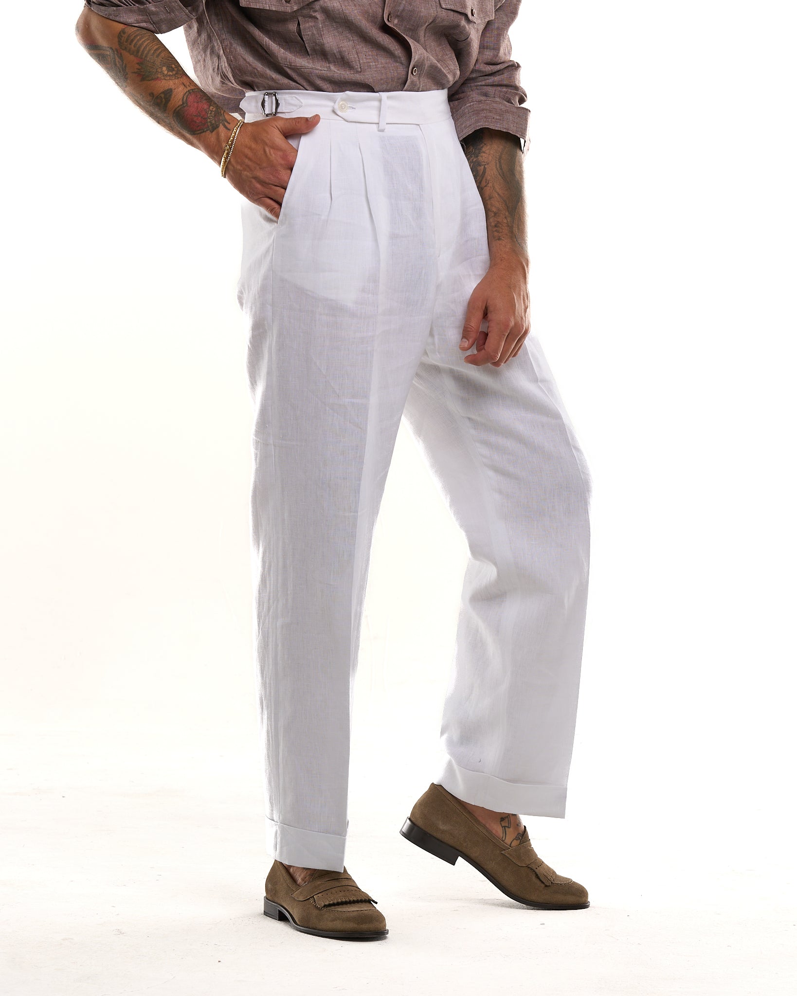 Siena Dark Brown Wide Leg Trousers with Side Buckles