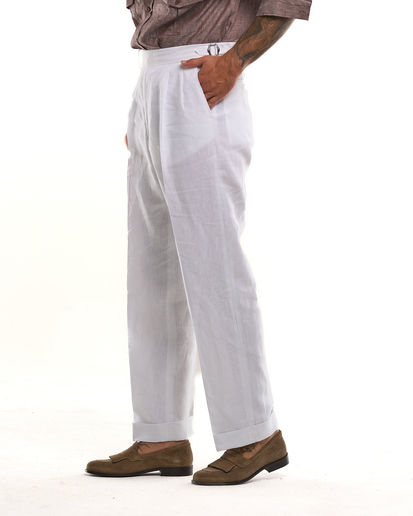 Siena Dark Brown Wide Leg Trousers with Side Buckles