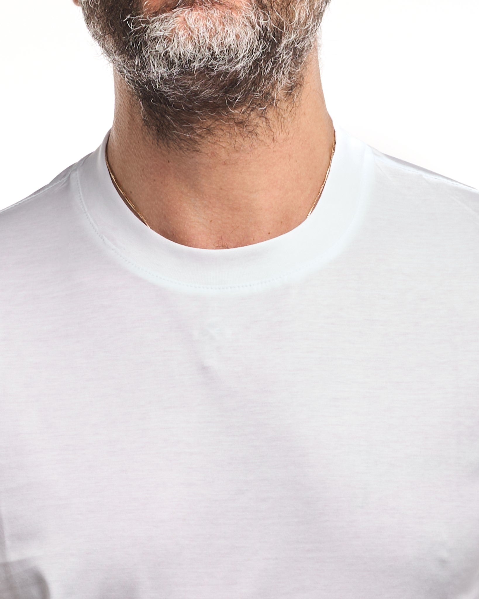 Shirt Regolare Manica Lunga Girocollo in Filo di Scozia Bianca