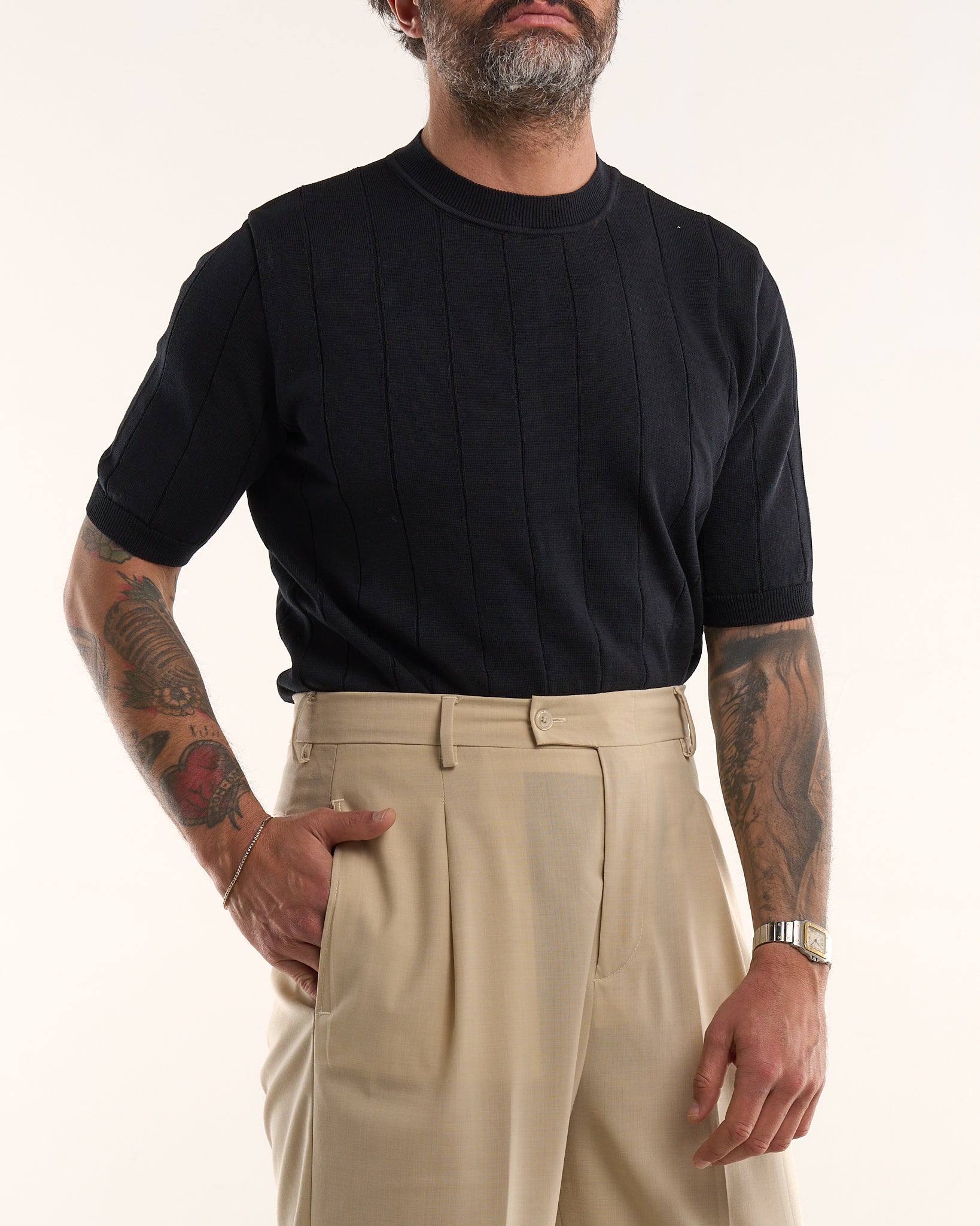 Suéter azul de punto Henley
