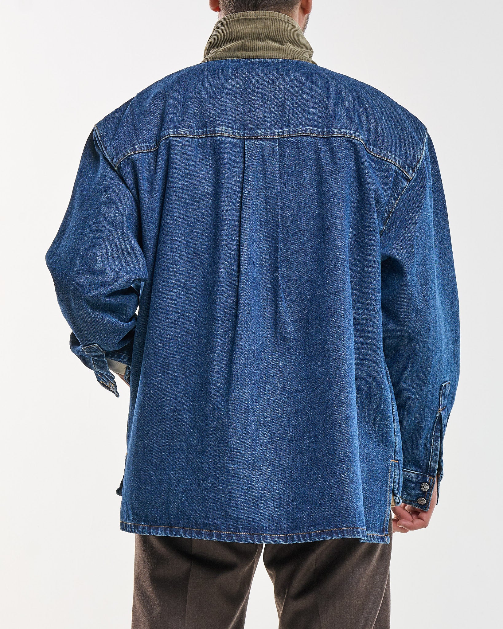 Parka in Jeans con Gilet in Velluto Beige