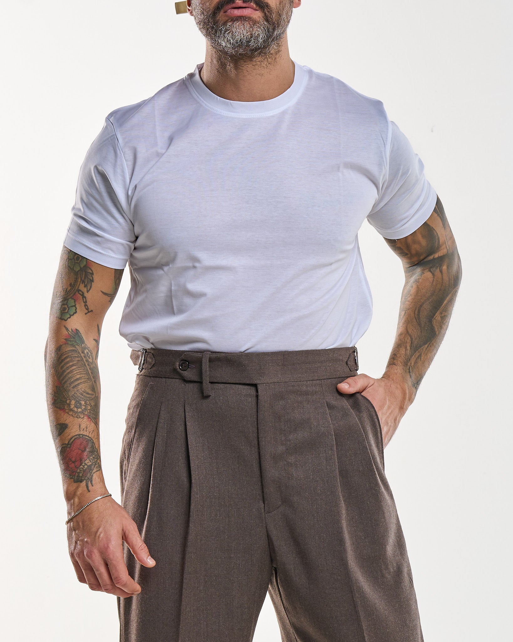 T-Shirt Regolare Filo di Scozia Bianca