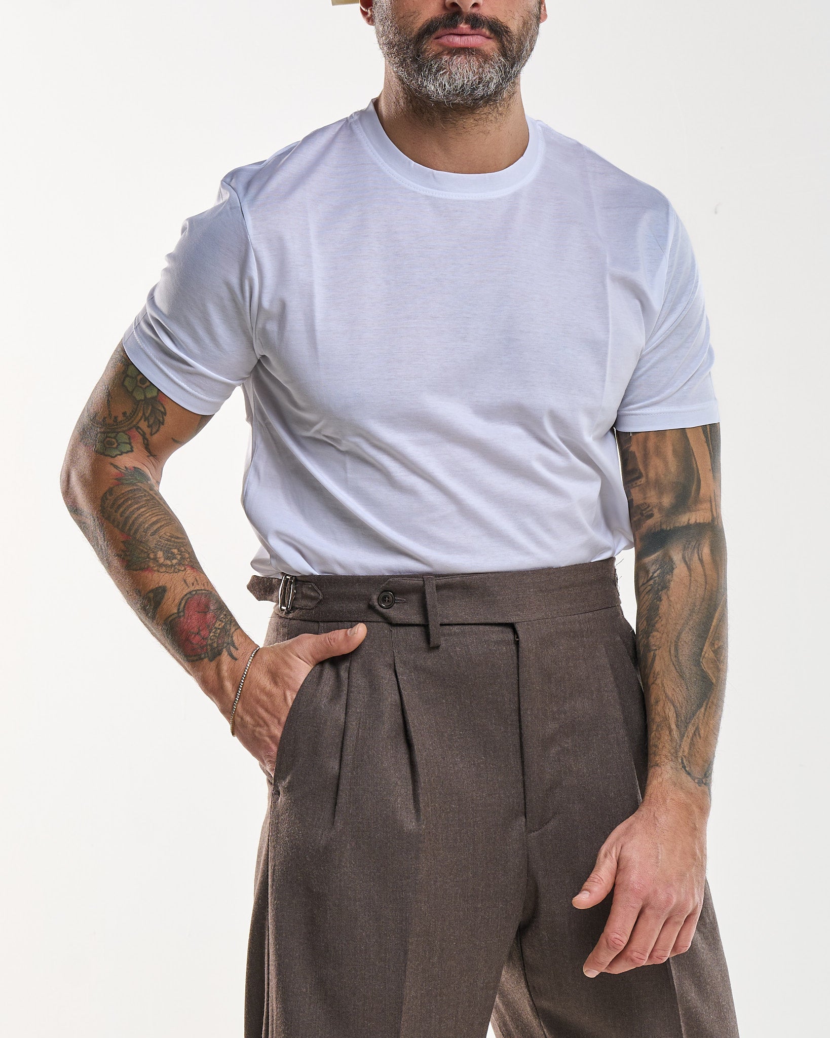 T-Shirt Regolare Filo di Scozia Bianca