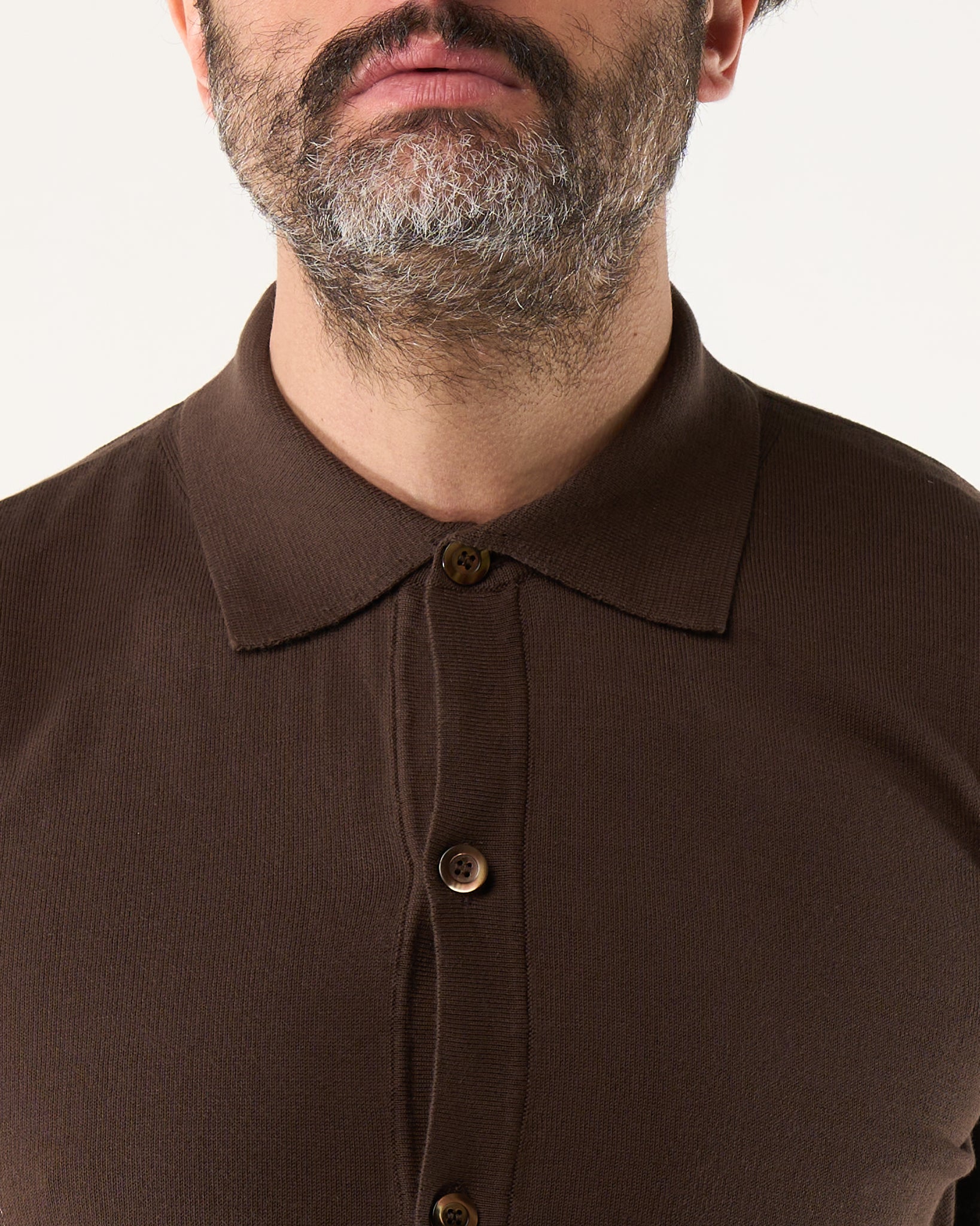 Polo Camicia con Bottoni Mezza Manica Moro