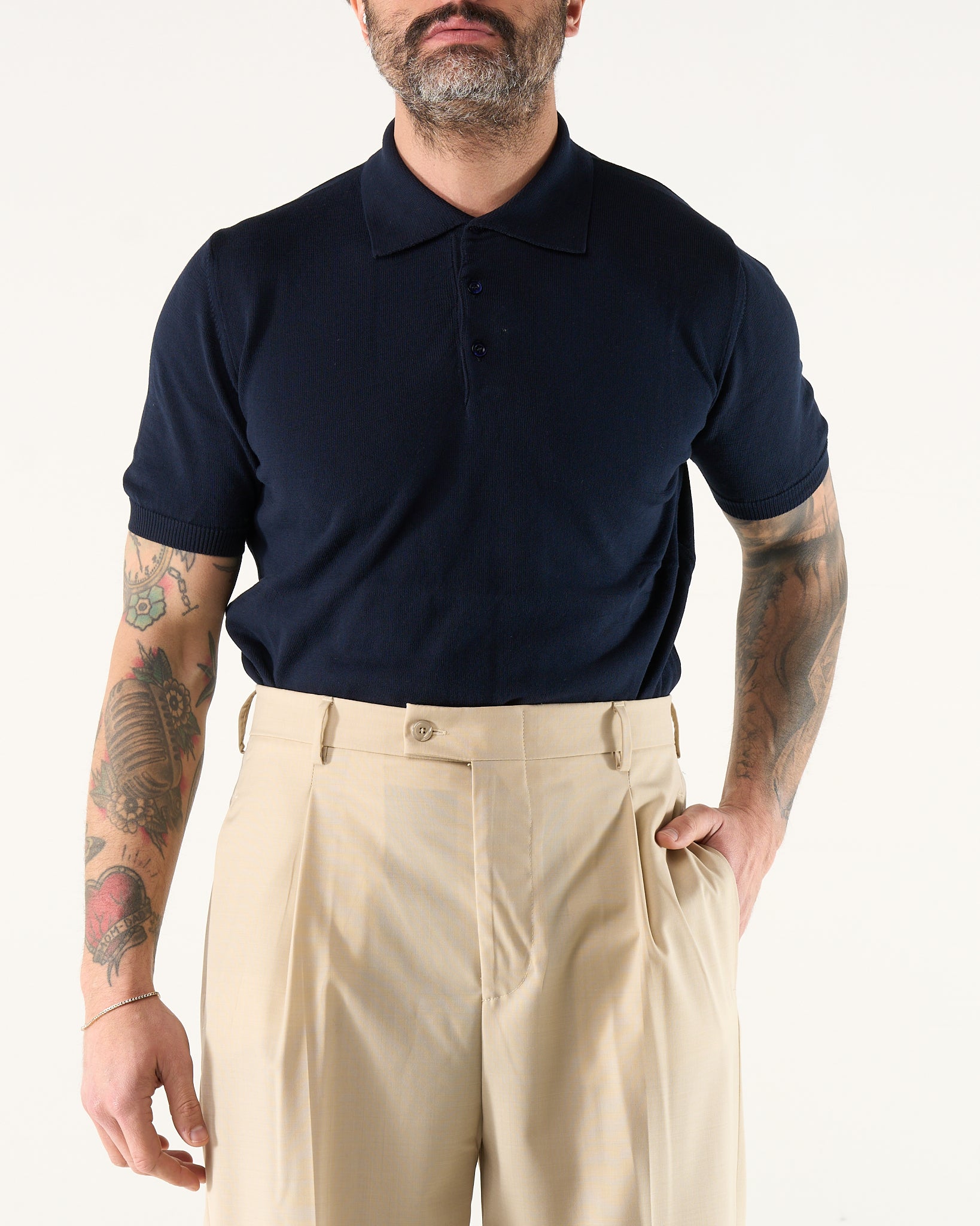 Long Sleeve Polo Shirt with Three Buttons in Powder Pink