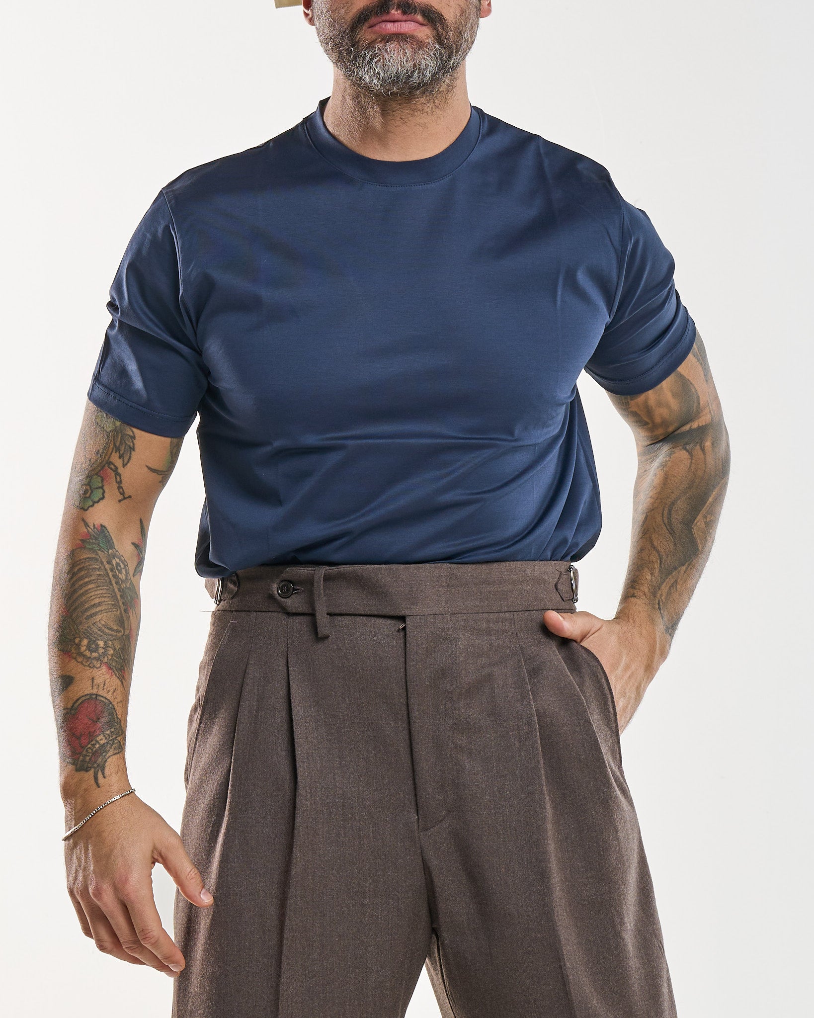 T-Shirt Regolare Filo di Scozia Blu