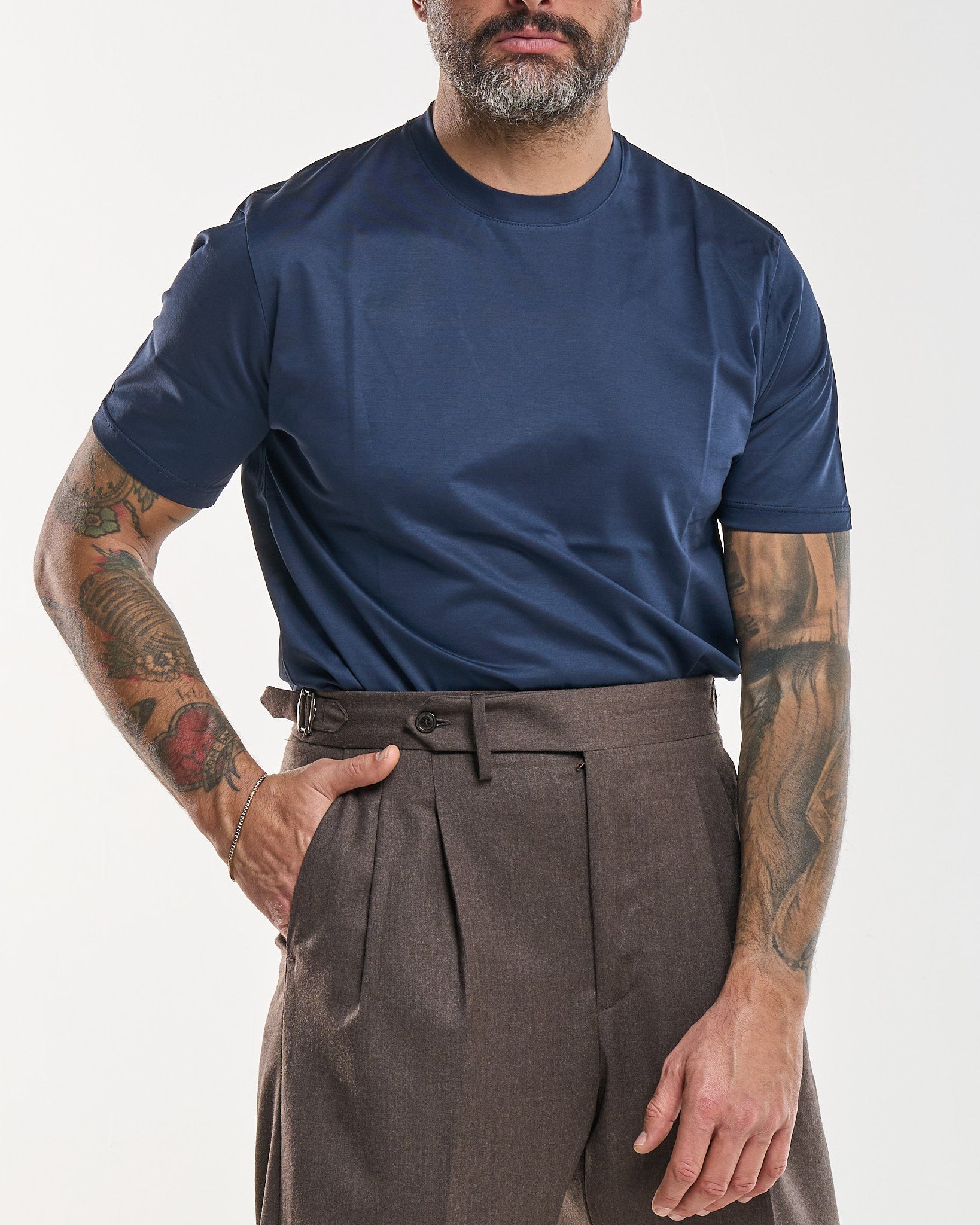 T-Shirt Regolare Filo di Scozia Blu