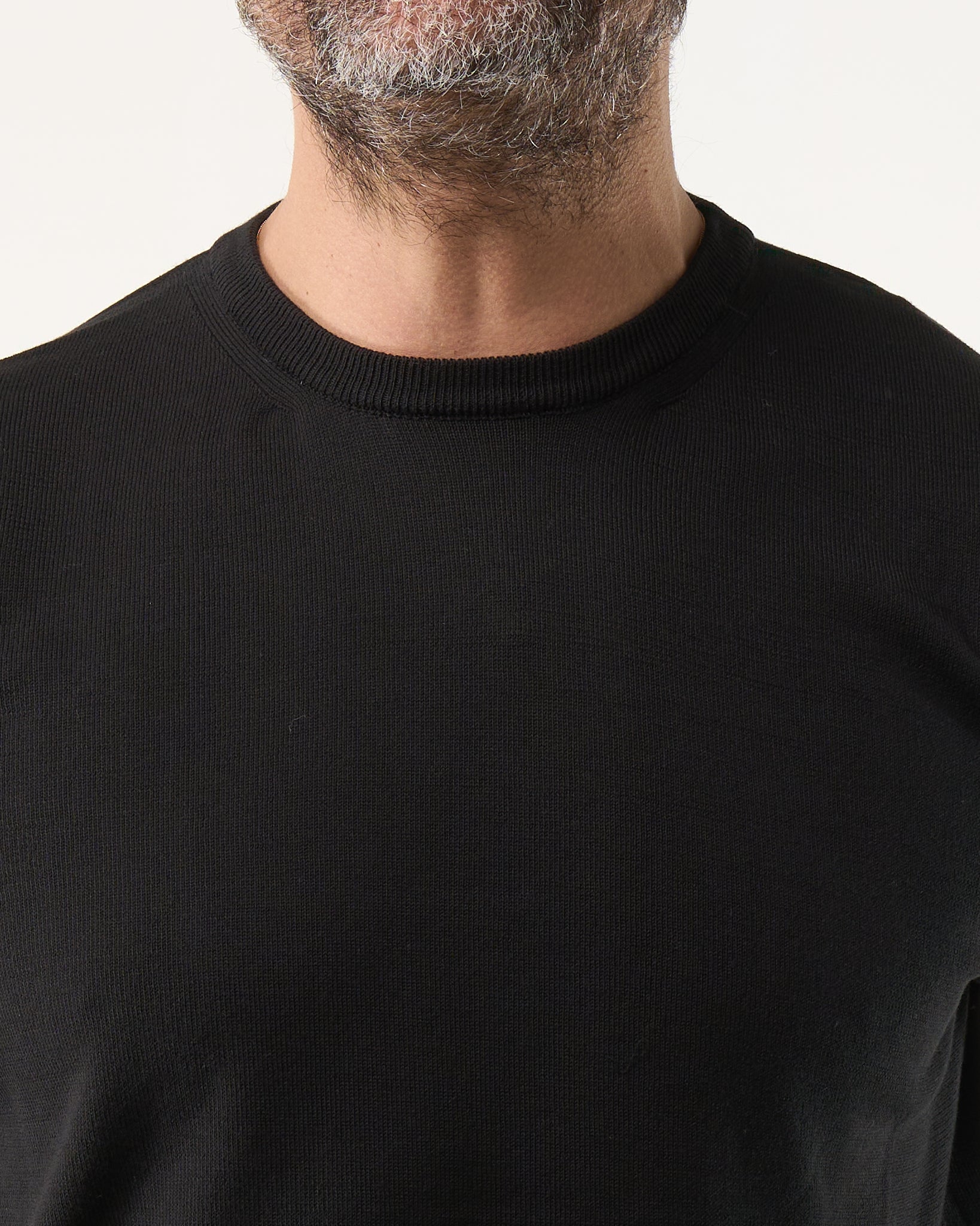 Maglia Girocollo in Filo a Mezza Manica Nero