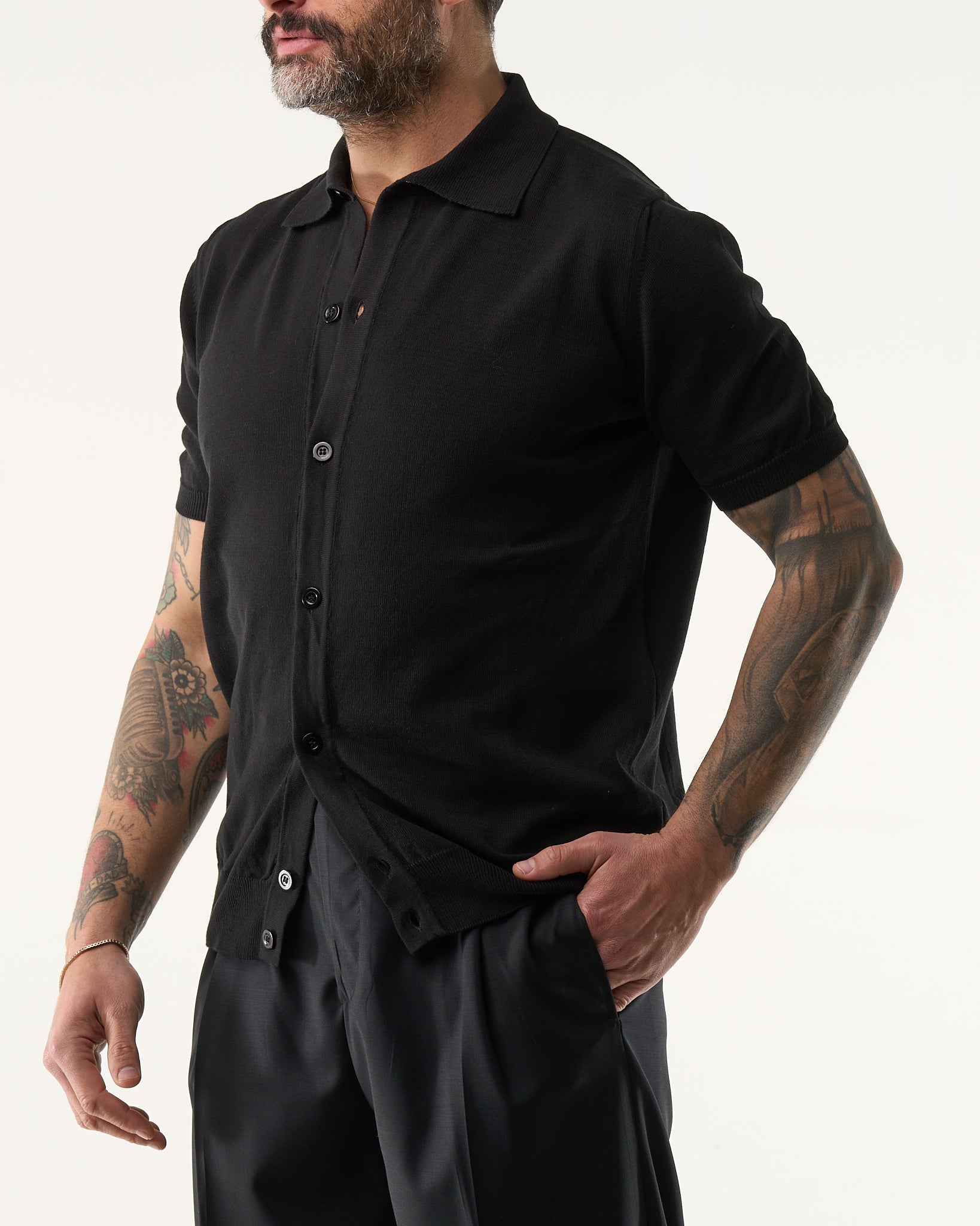 Long Sleeve Polo Shirt with Three Buttons in Powder Pink