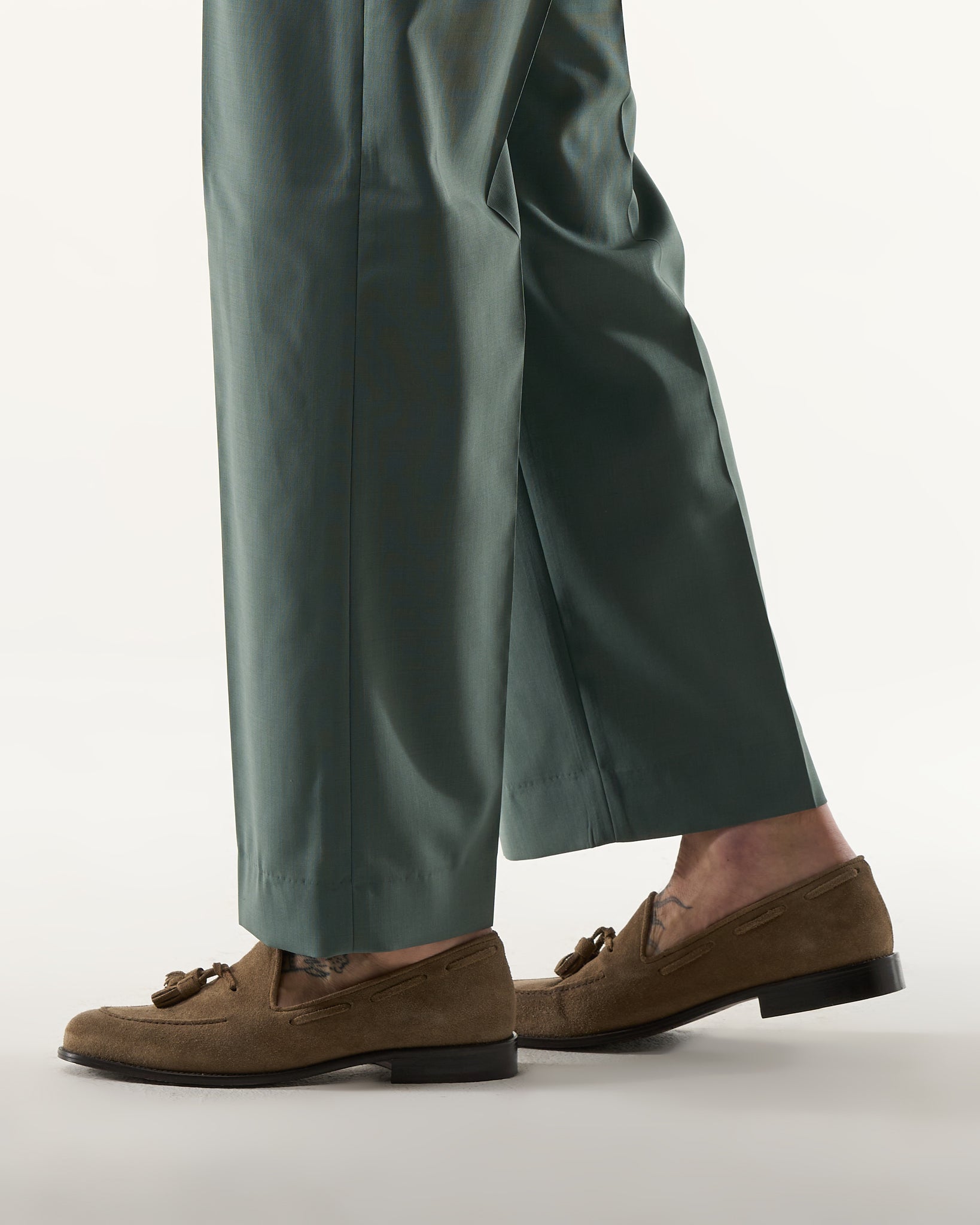 Pantalone Fondo Ampio Senza Piega Verde Salvia Sanremo