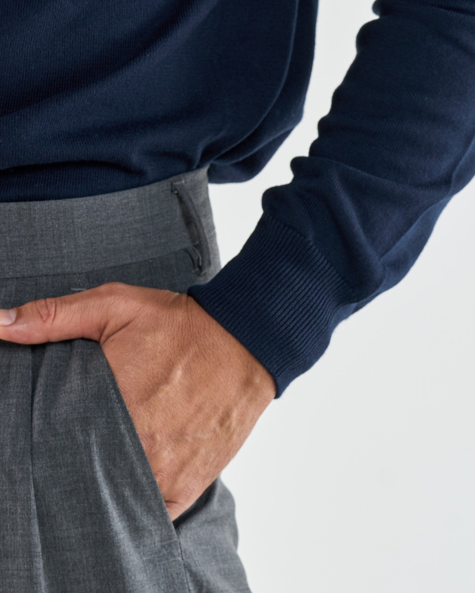 Polo Manica Lunga Tre Bottoni Blu