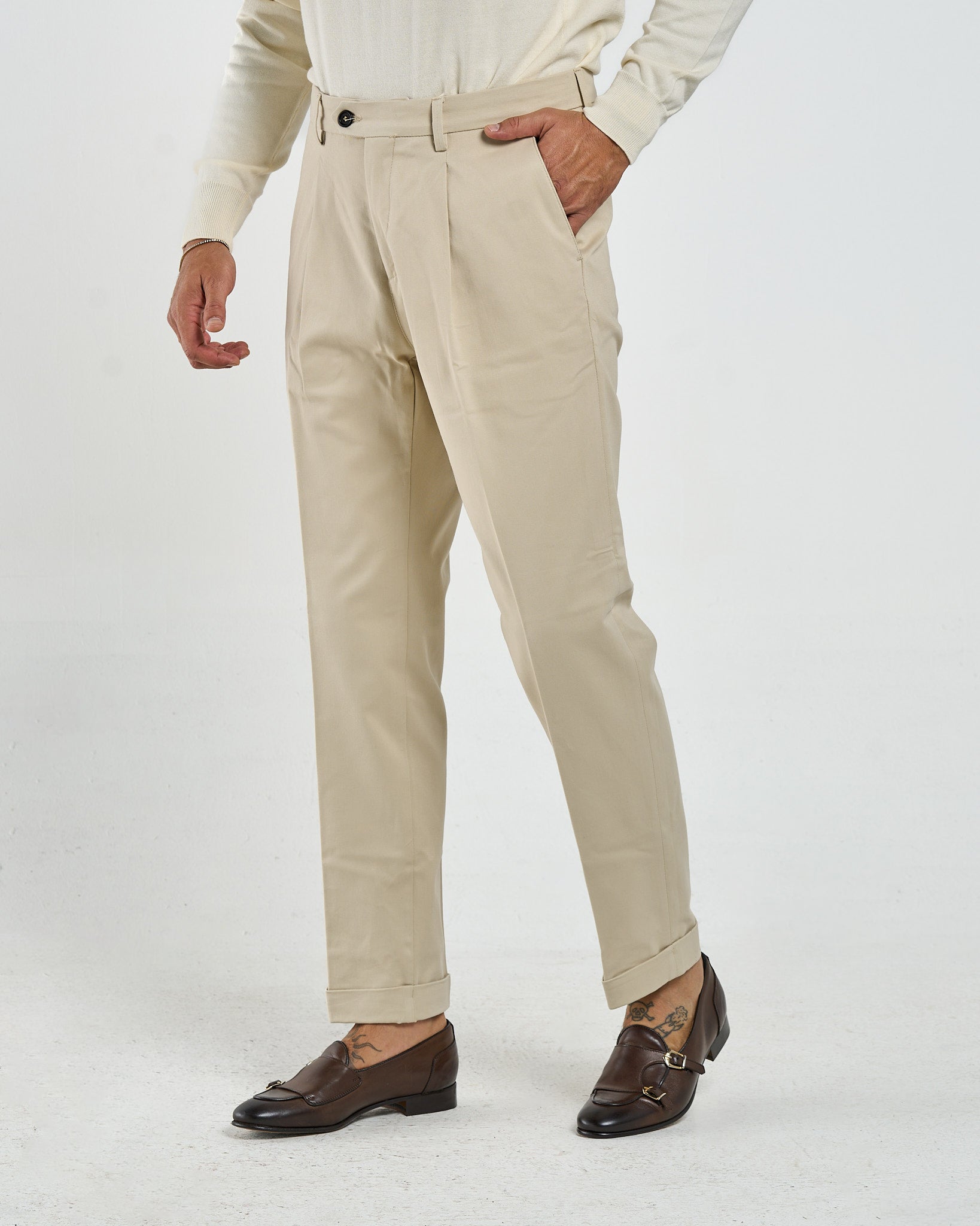 Pantalone Chino in Cotone Crema